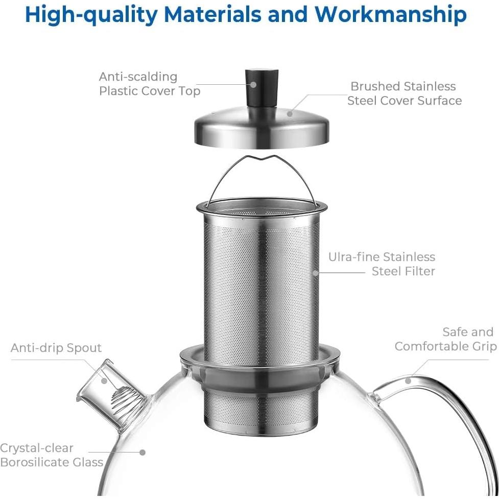 Tetera de Vidrio Borosilicatado Ecooe 2000ml con Infusor