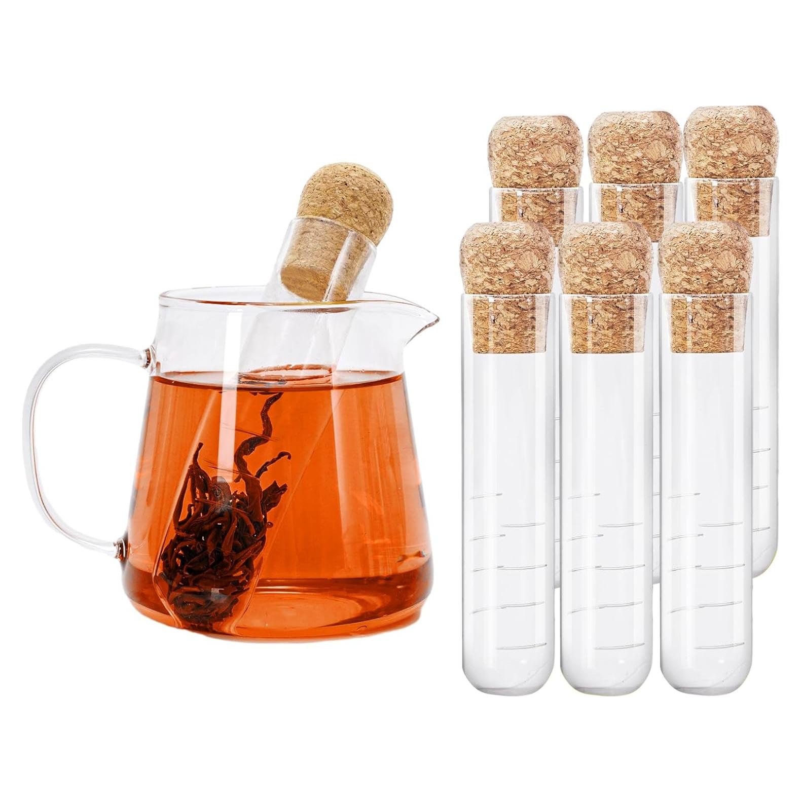 Filtros de Té de Vidrio Whaline 6 Pcs con Corcho 15.5 cm