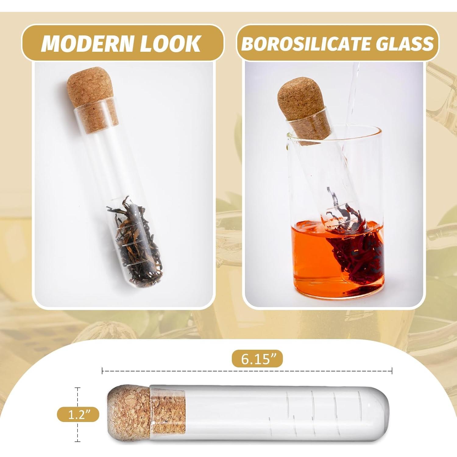 Filtros de Té de Vidrio Whaline 6 Pcs con Corcho 15.5 cm