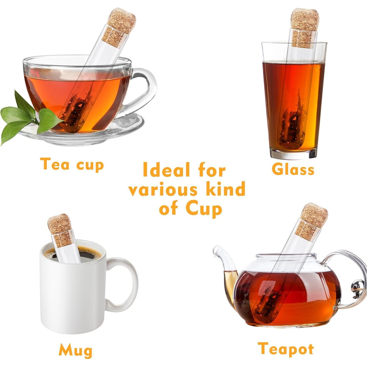 Filtros de Té de Vidrio Whaline 6 Pcs con Corcho 15.5 cm