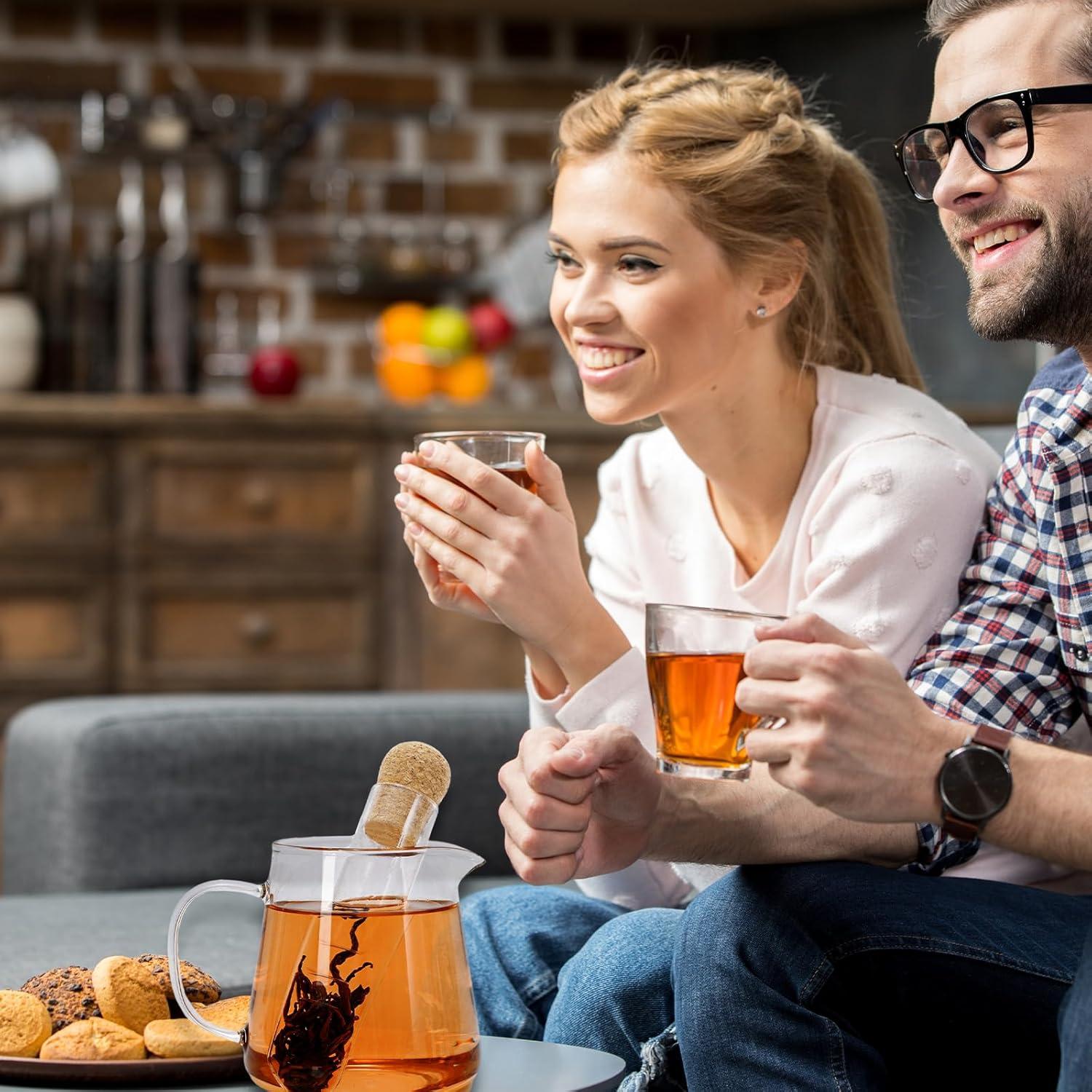 Filtros de Té de Vidrio Whaline 6 Pcs con Corcho 15.5 cm