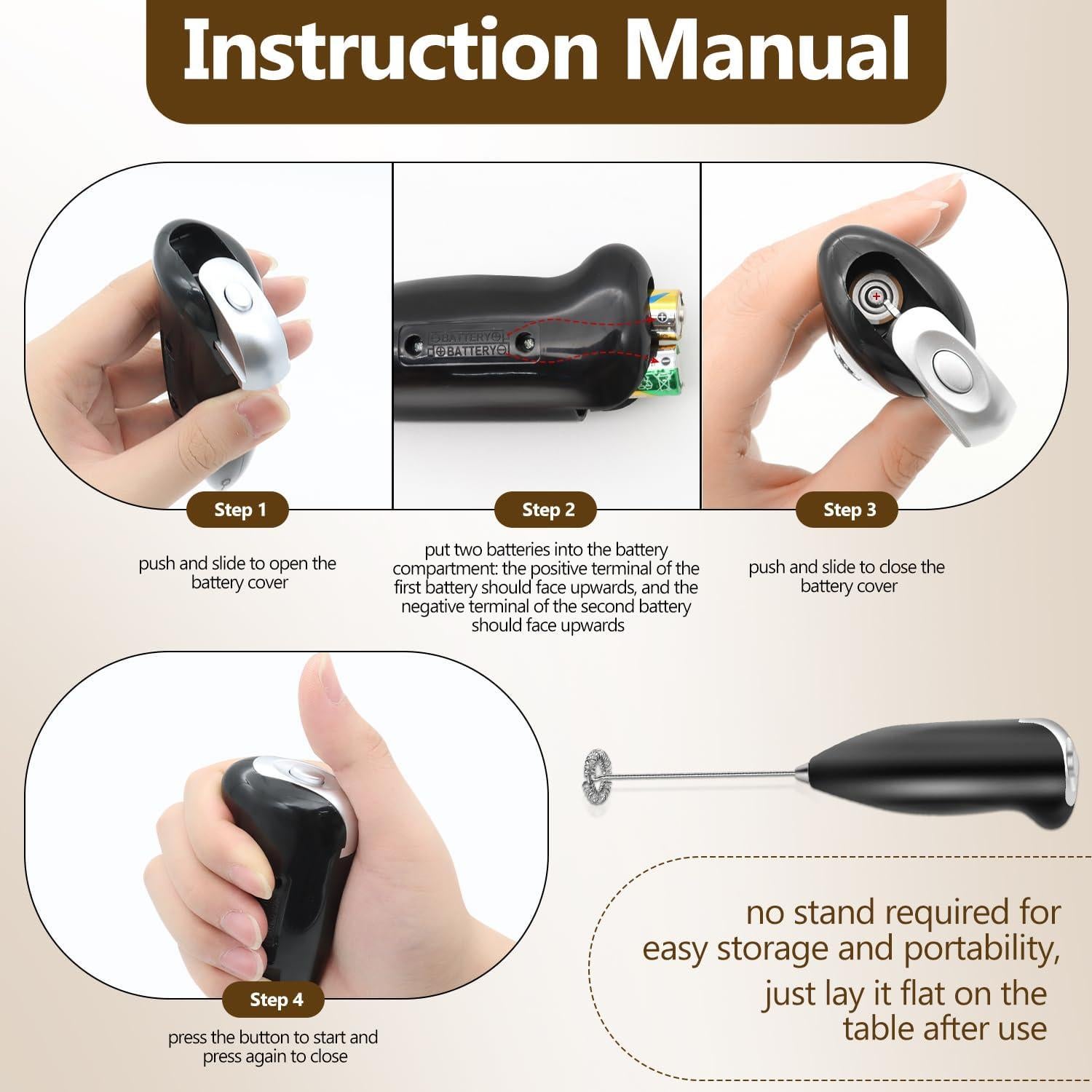 Espumador de Leche Styuanmmy 0404 Eléctrico Portátil 81.9g
