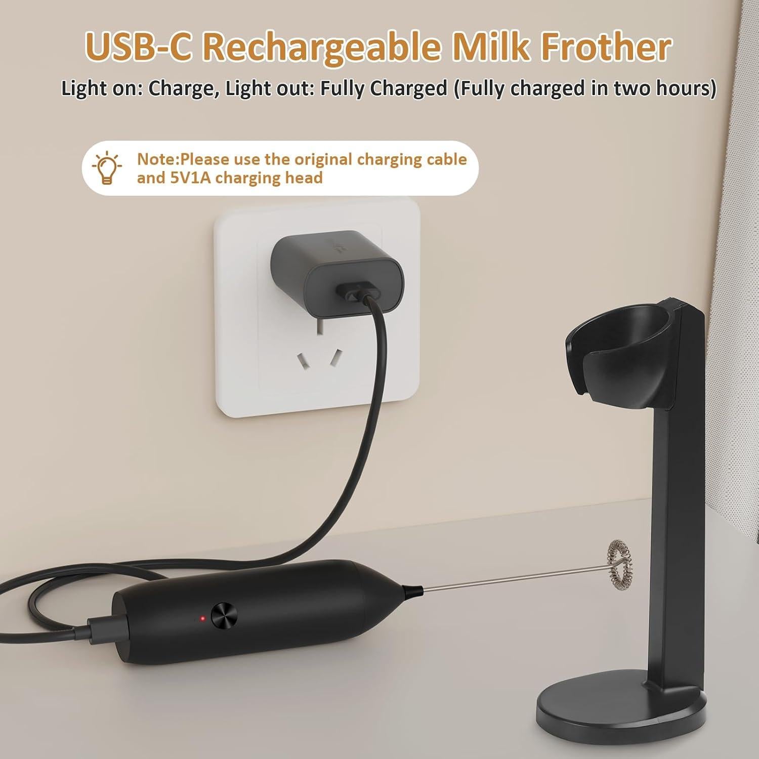 Espumador de Leche Recargable GLZOOO MK02 USB-C 306g