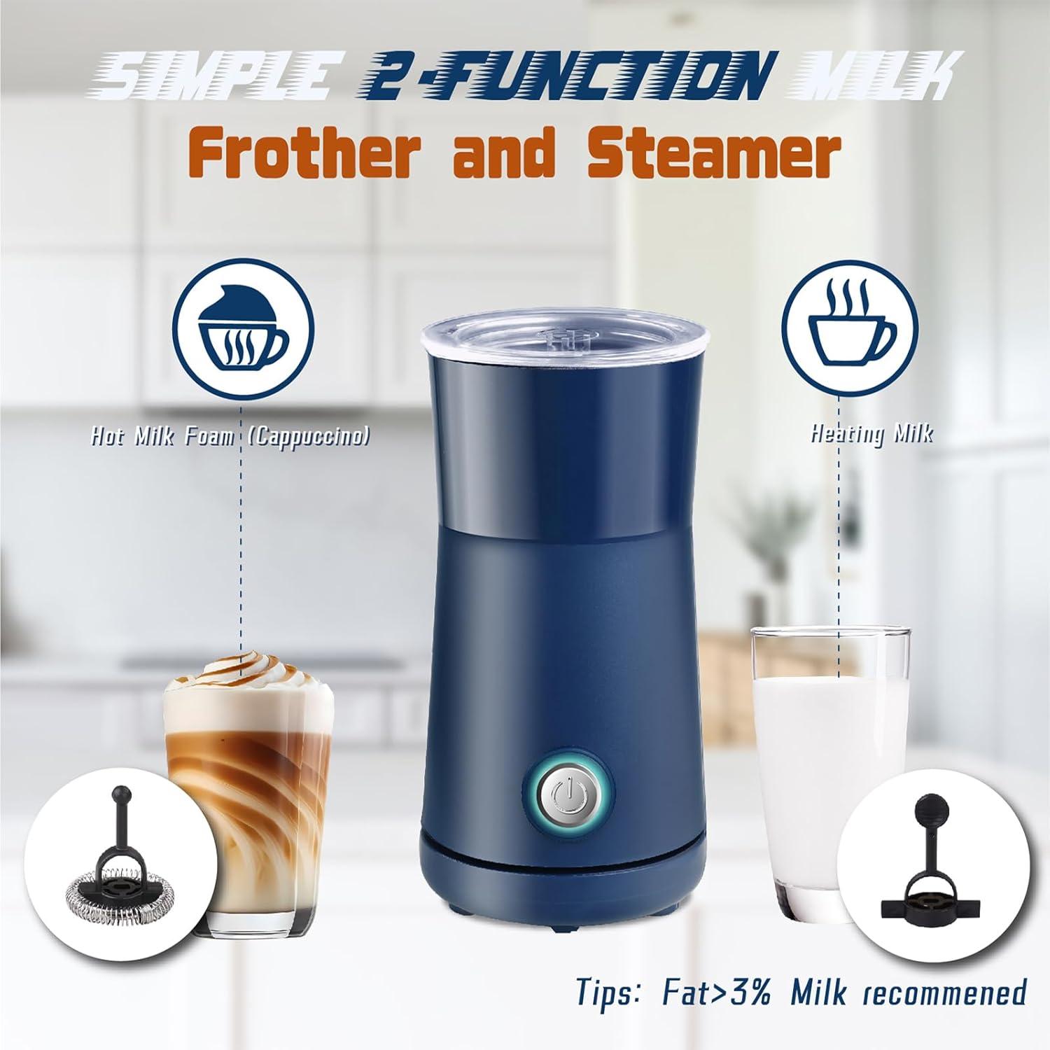 Espumador de Leche Seydere 240ml 2 en 1 Azul Eléctrico