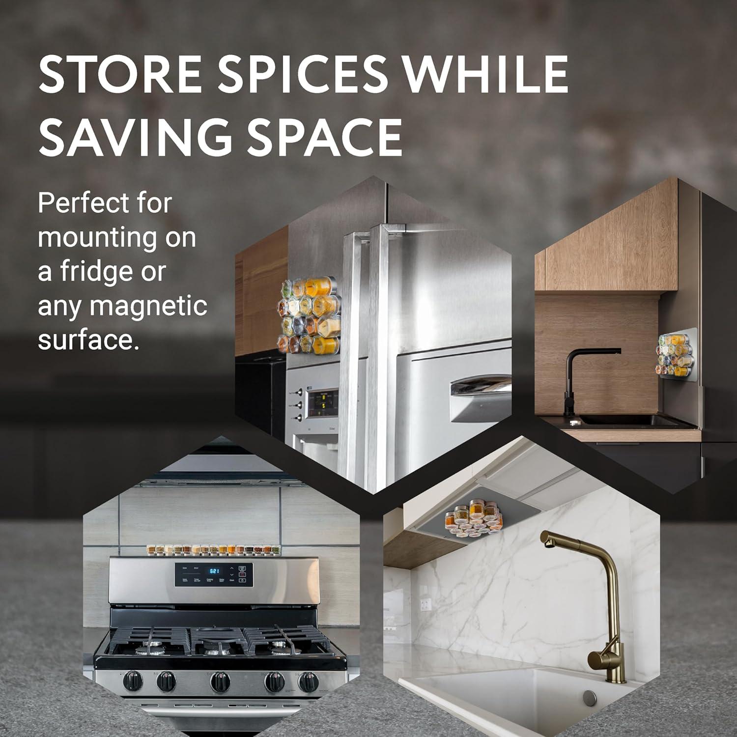 Tarros Magnéticos Hexagonales Impresa para Especias - 15 Piezas