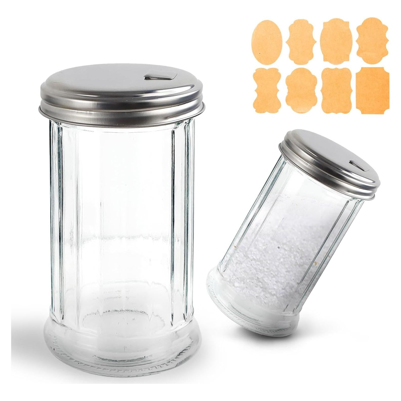 Dispensador de Azúcar de Vidrio KUAOOAUK 350ml con Tapa Inoxidable