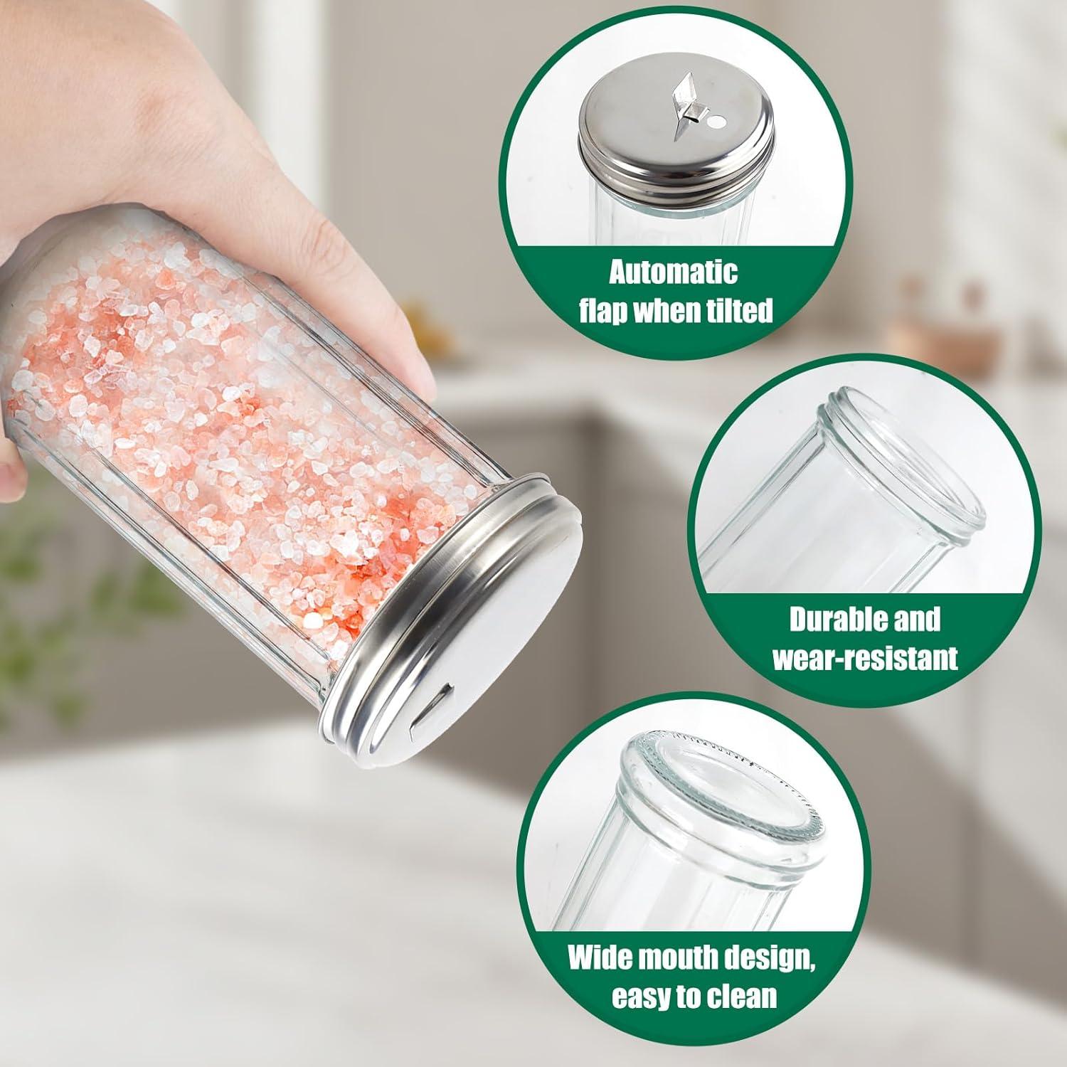 Dispensador de Azúcar de Vidrio KUAOOAUK 350ml con Tapa Inoxidable