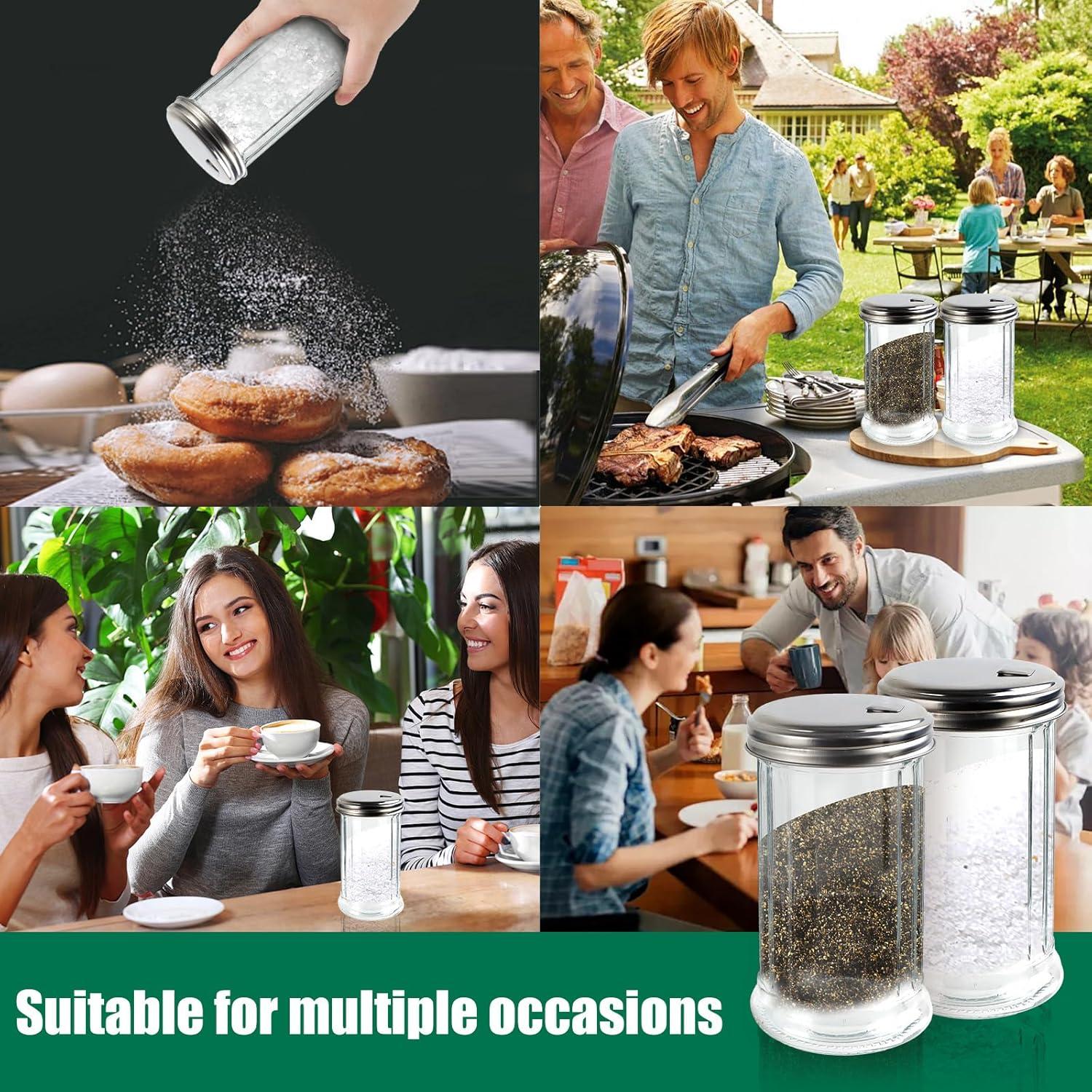 Dispensador de Azúcar de Vidrio KUAOOAUK 350ml con Tapa Inoxidable