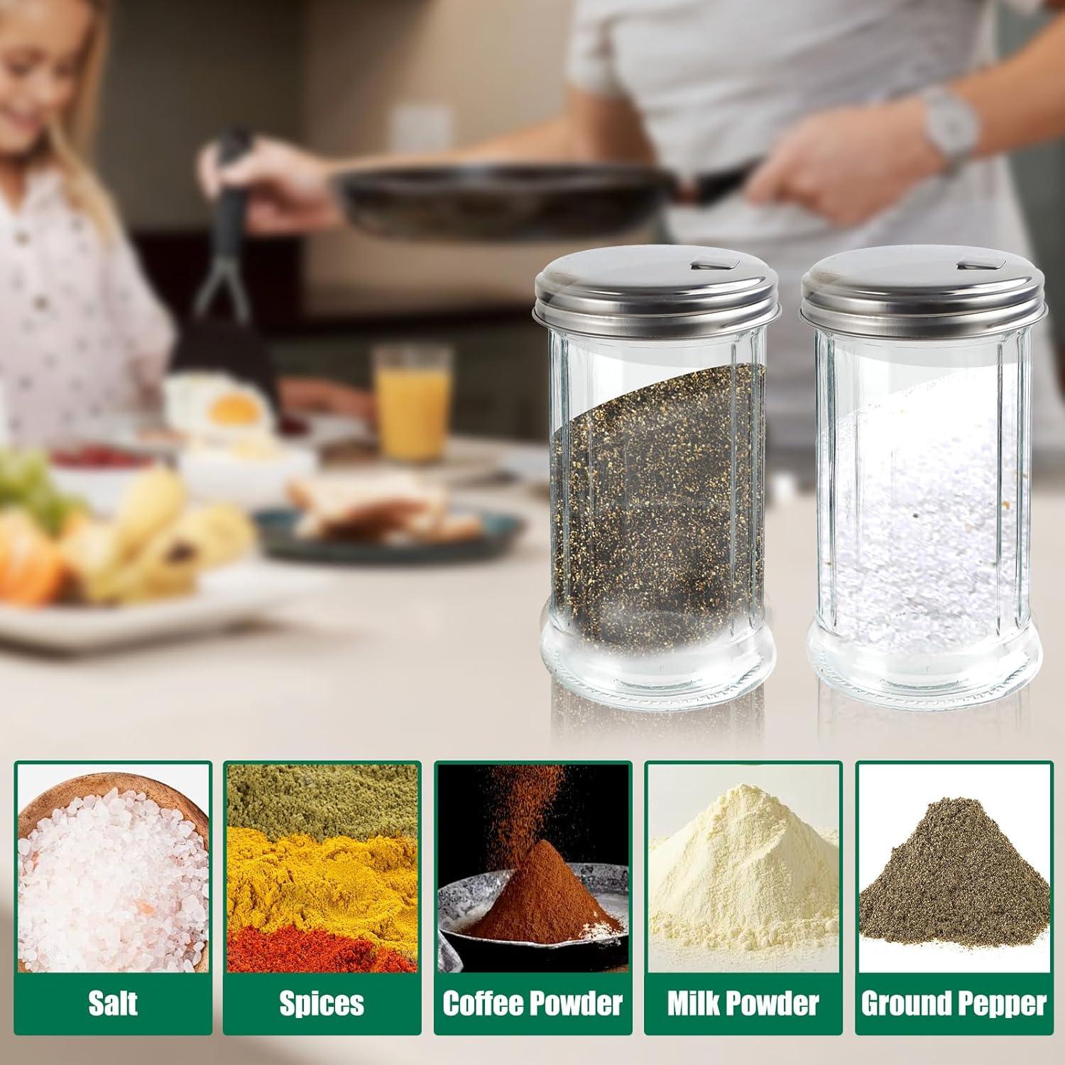 Dispensador de Azúcar de Vidrio KUAOOAUK 350ml con Tapa Inoxidable