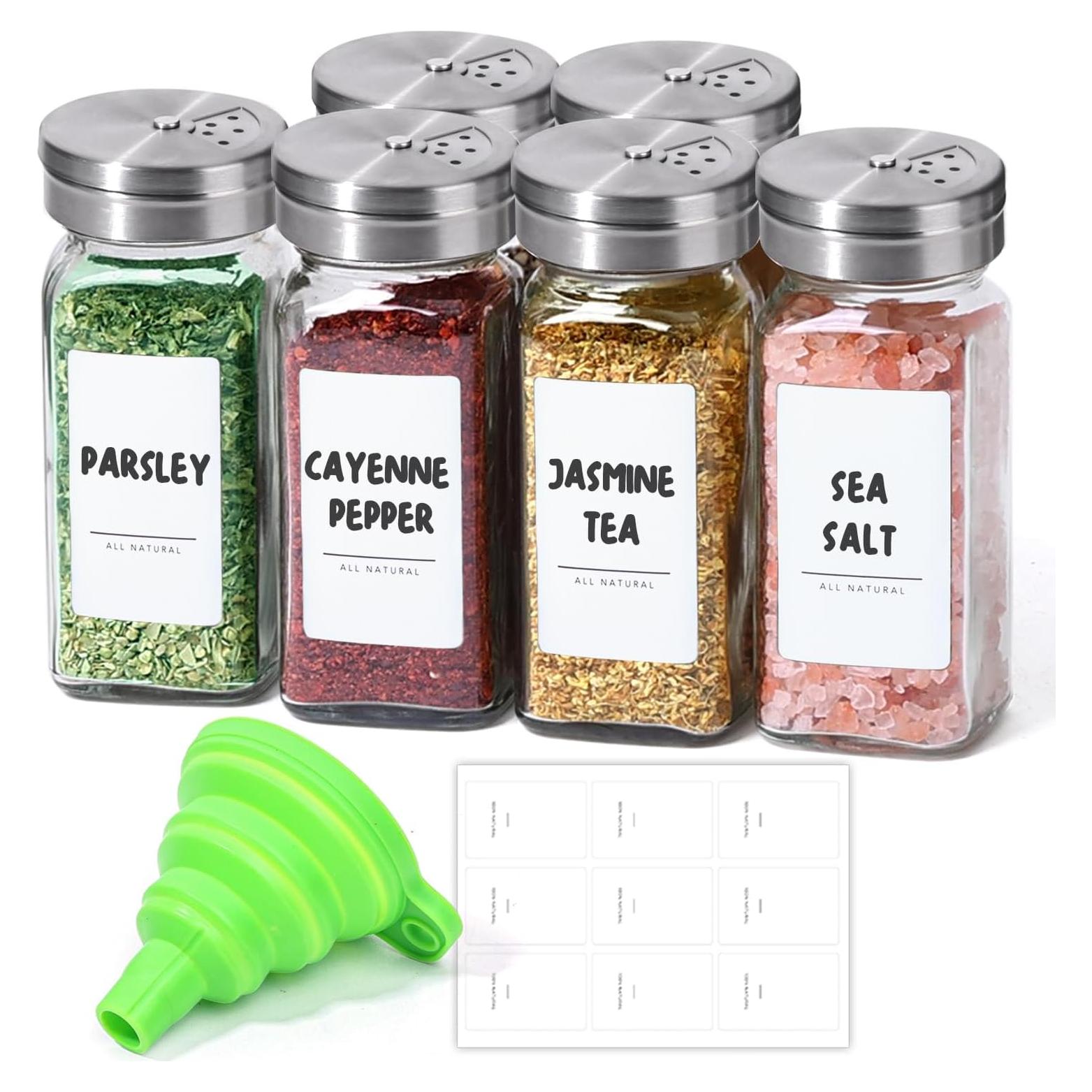 Frascos de Especias ComSaf 118ml 6PCS con Tapas Ajustables