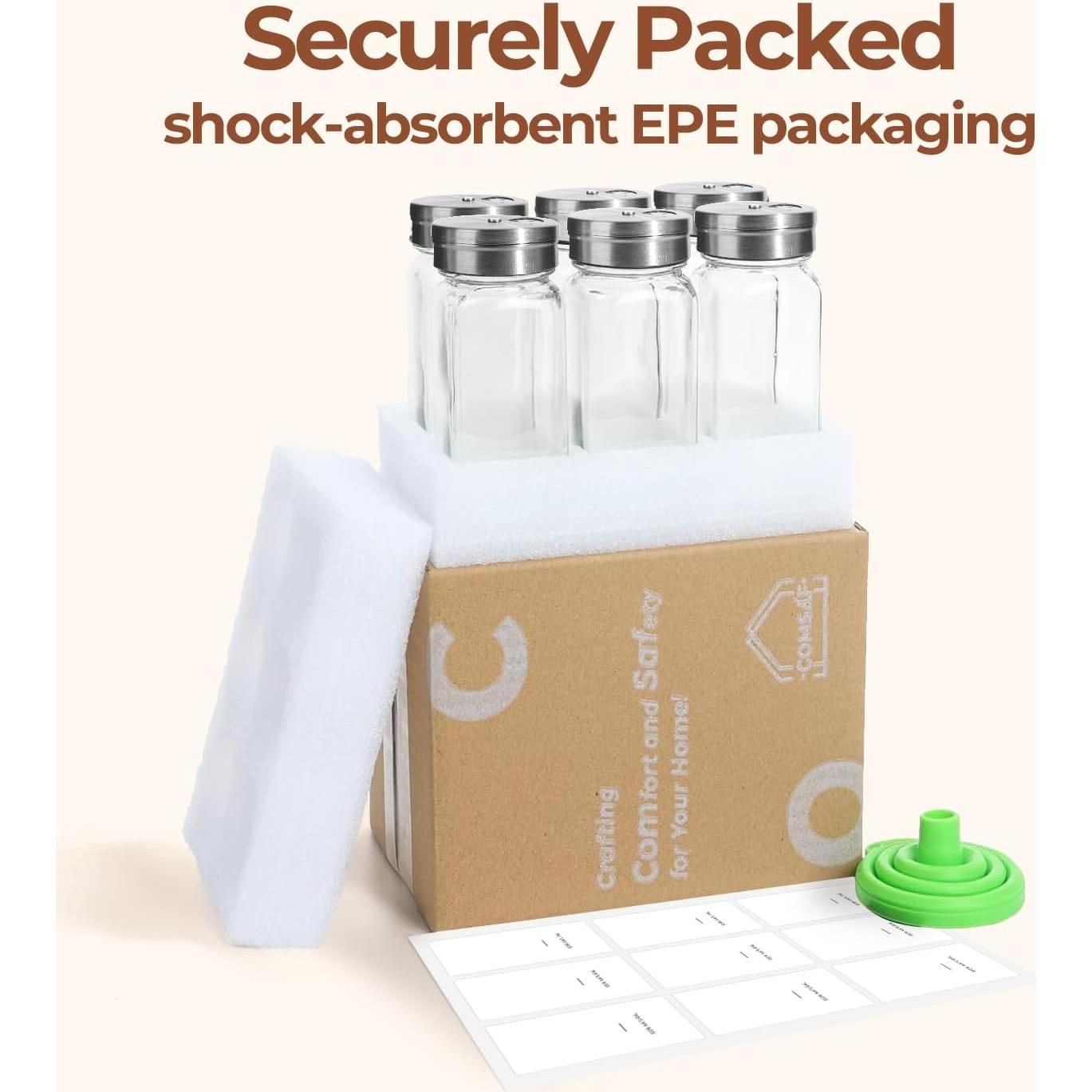 Frascos de Especias ComSaf 118ml 6PCS con Tapas Ajustables