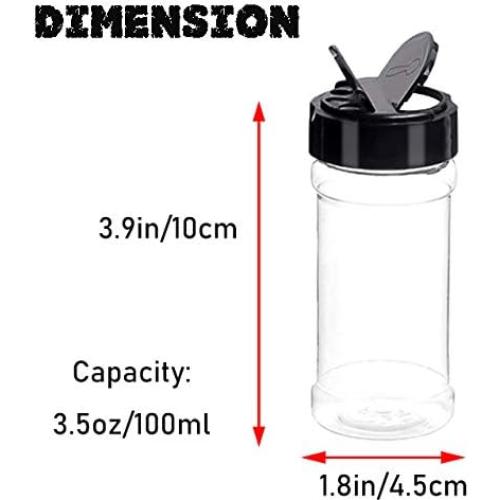 16 Tarros de Especias 100ml con Tapas Negras Qiuttnqn