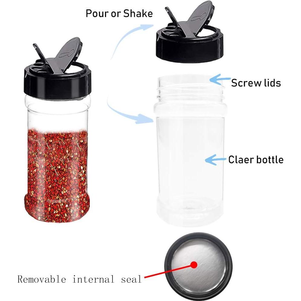 16 Tarros de Especias 100ml con Tapas Negras Qiuttnqn