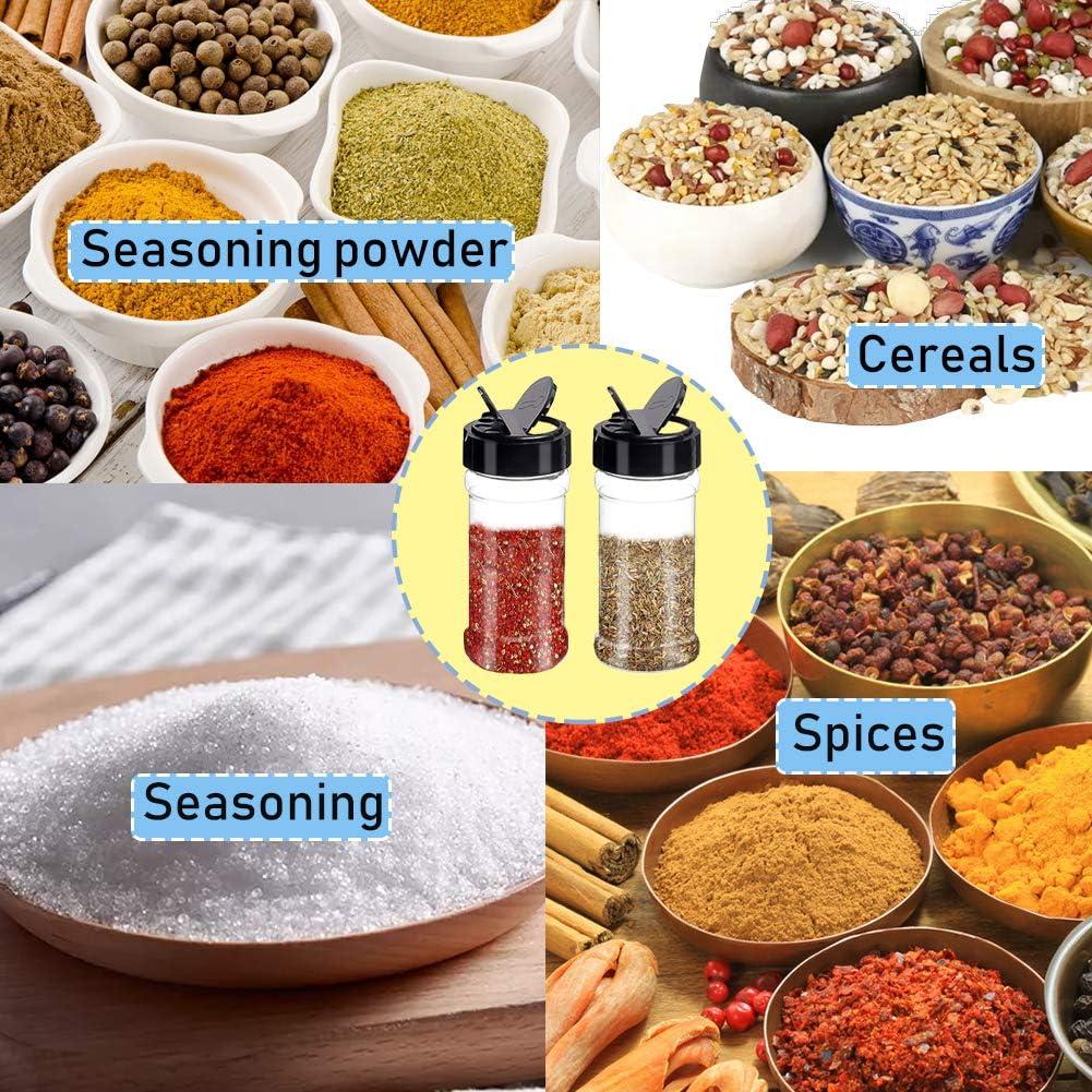 16 Tarros de Especias 100ml con Tapas Negras Qiuttnqn