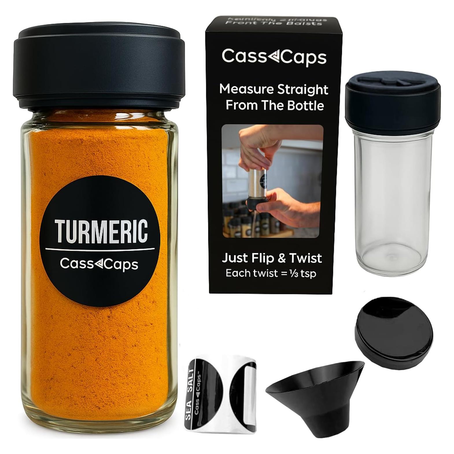 Frasco de Especias de Vidrio CassCaps 118ml con Tapa Medidora