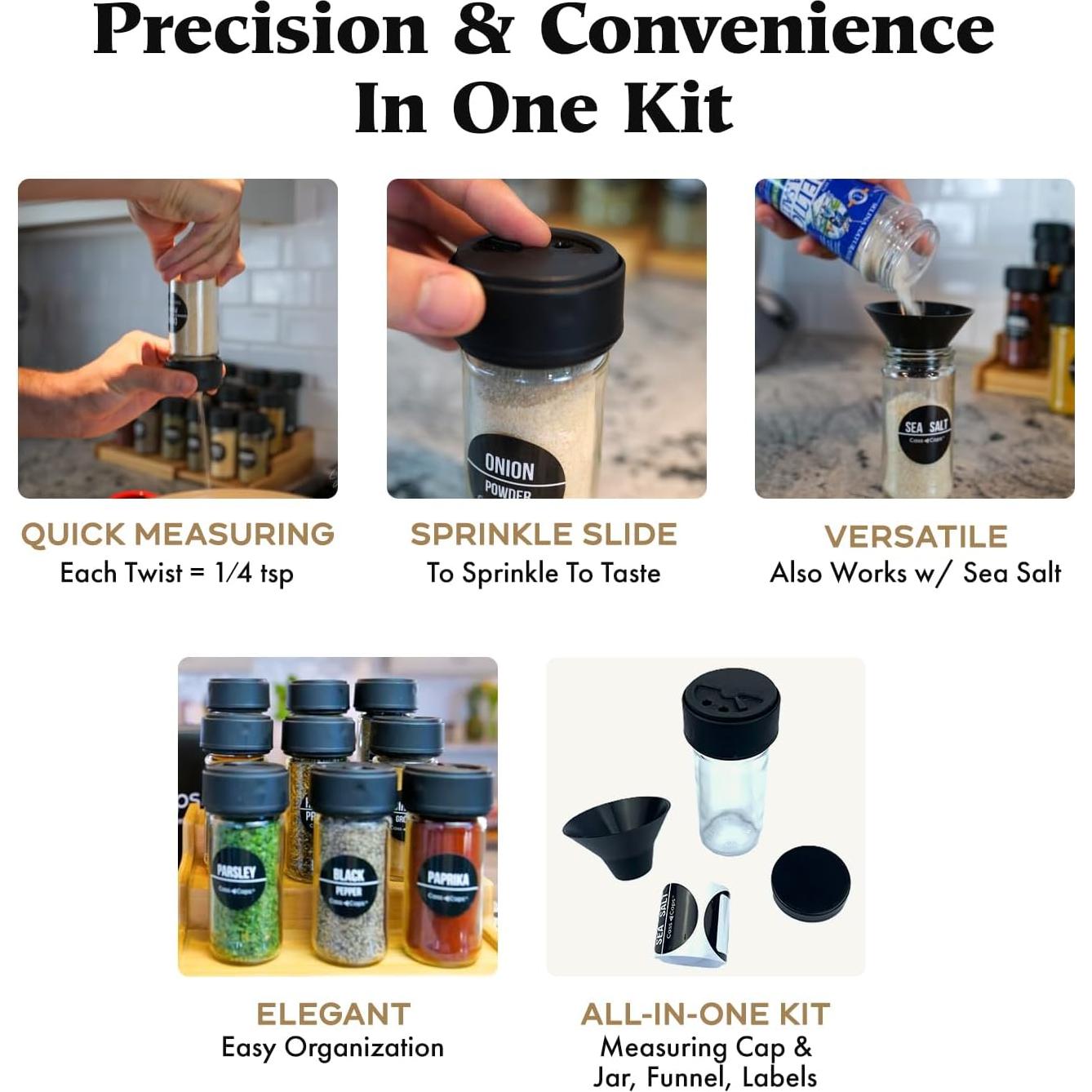 Frasco de Especias de Vidrio CassCaps 118ml con Tapa Medidora