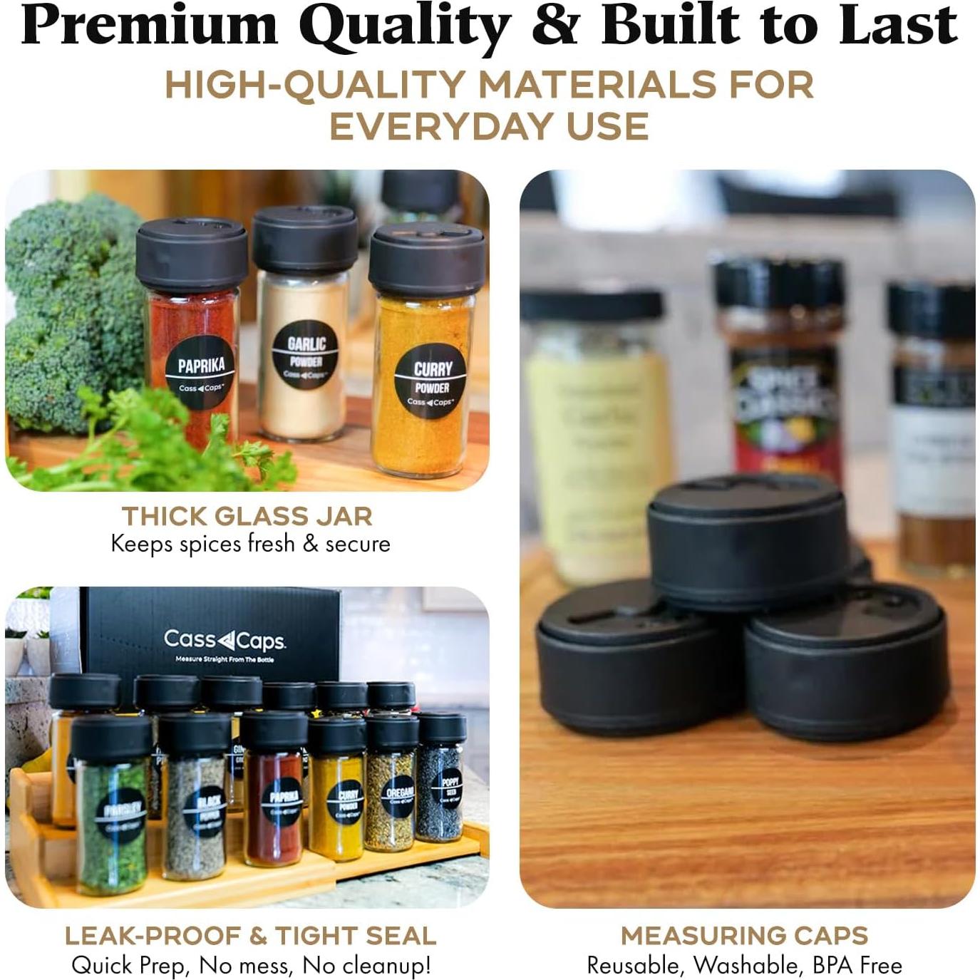 Frasco de Especias de Vidrio CassCaps 118ml con Tapa Medidora