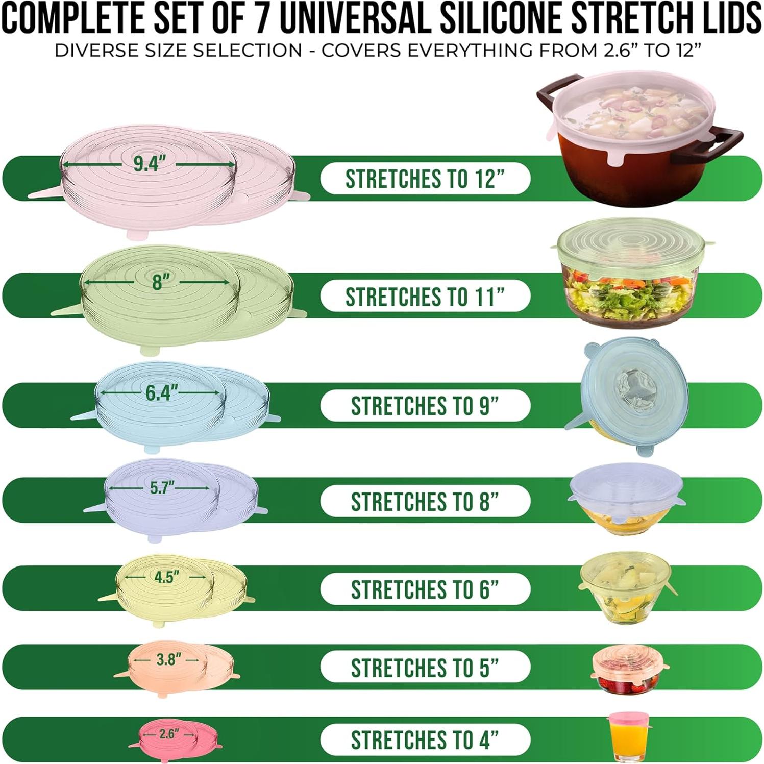 Juego de 7 Tapas de Silicona Reutilizables Basic Haus