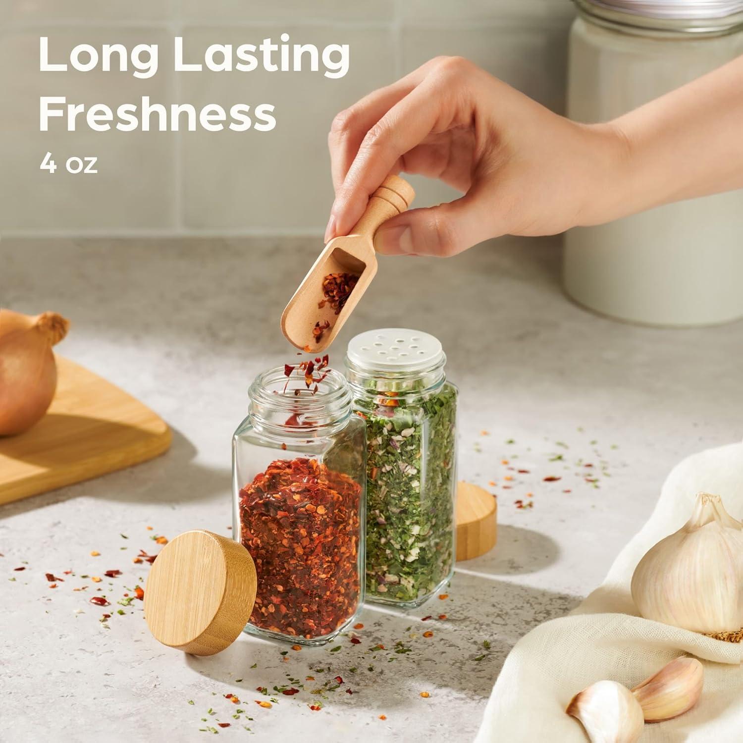 Set de 12 Tarros de Especias de Vidrio Niboline 4 oz con Etiquetas