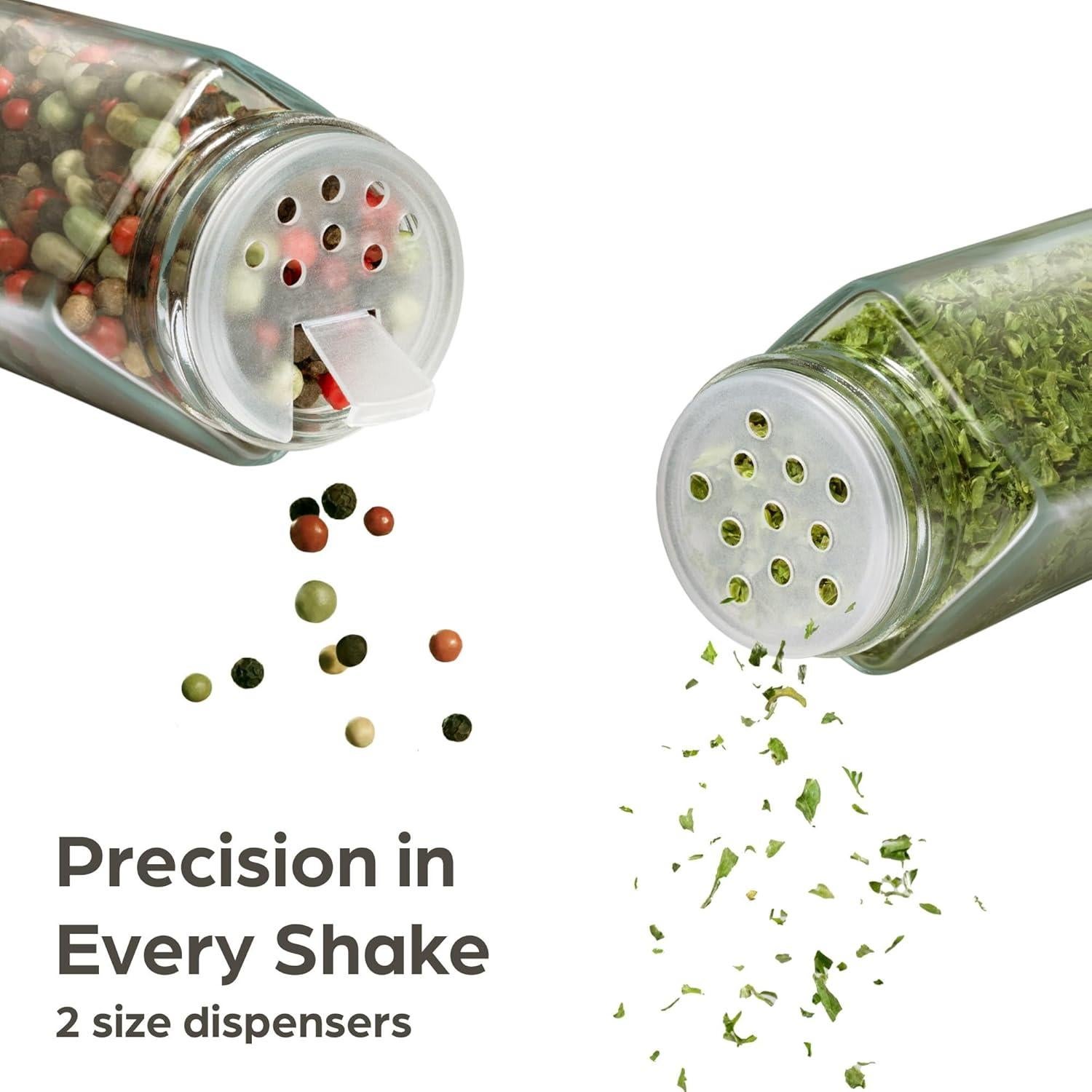 Set de 12 Tarros de Especias de Vidrio Niboline 4 oz con Etiquetas