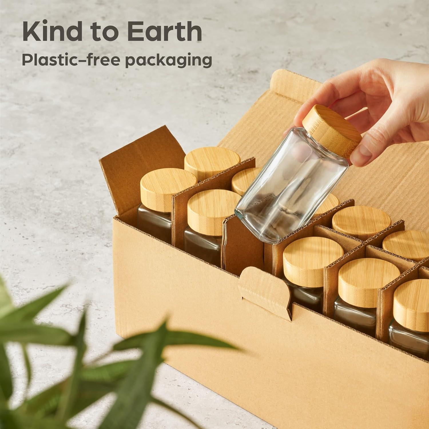 Set de 12 Tarros de Especias de Vidrio Niboline 4 oz con Etiquetas