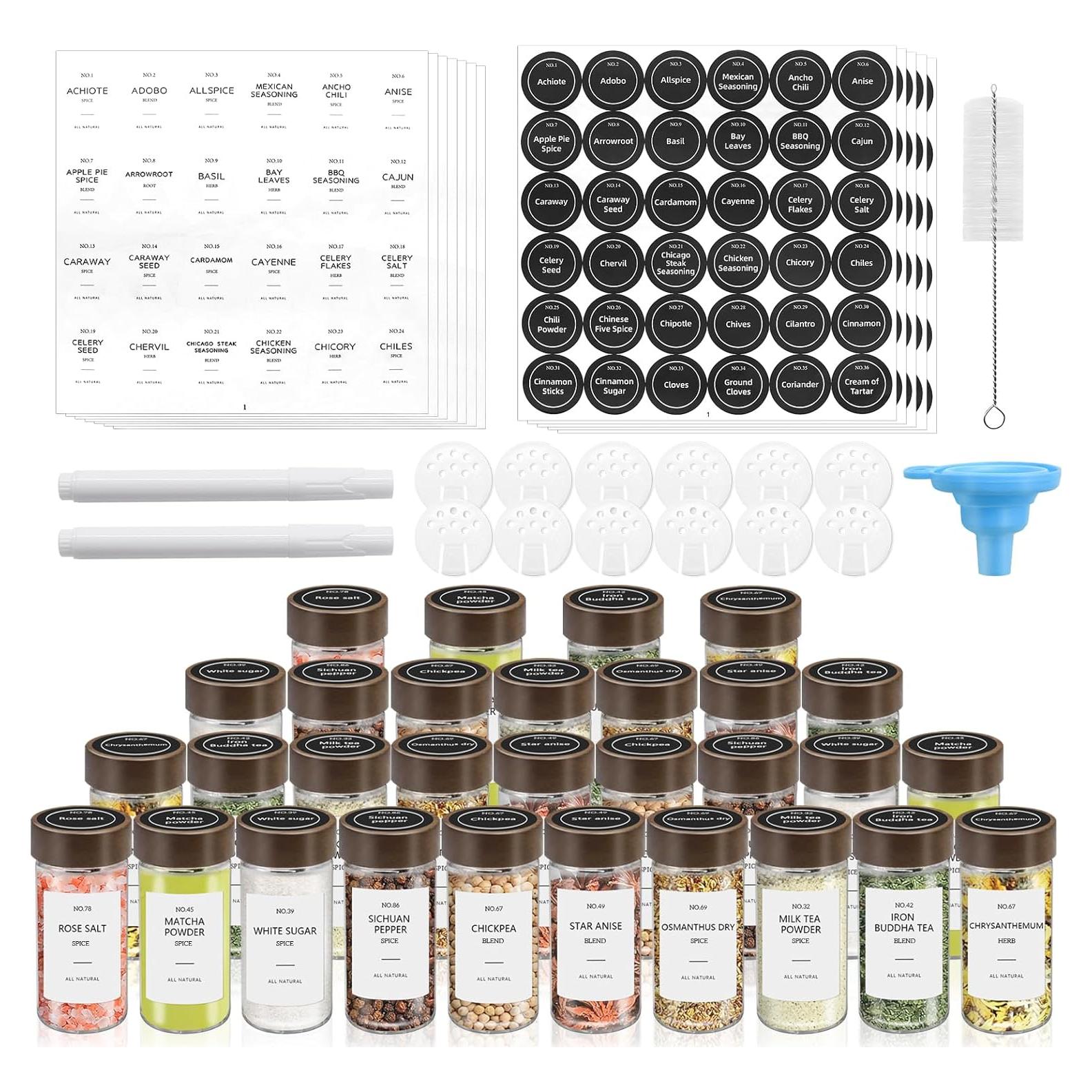 Set de 30 Tarros de Especias VIBRATITE 4 oz con Etiquetas