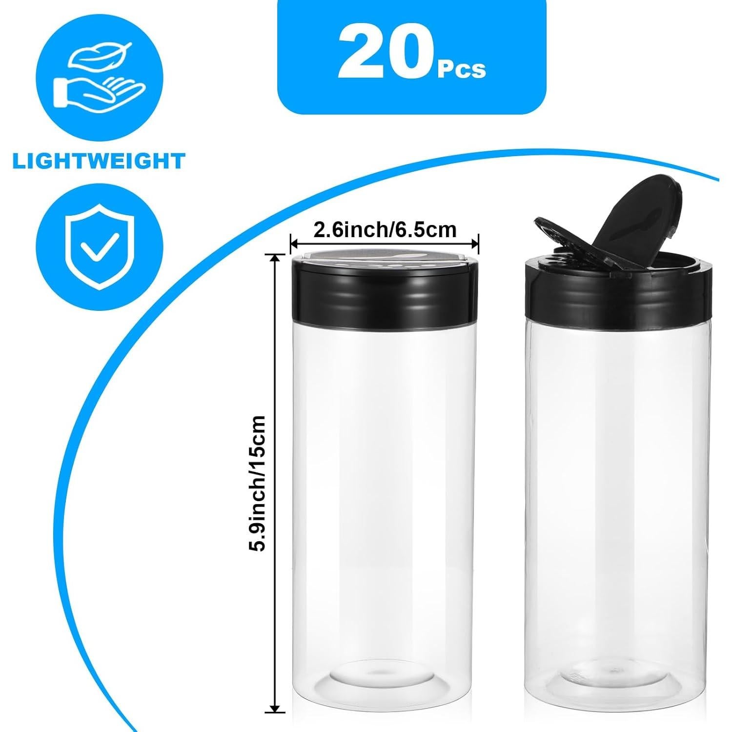 20 Tarros de Plástico para Especias 16 Oz Pafeooui - Reutilizables