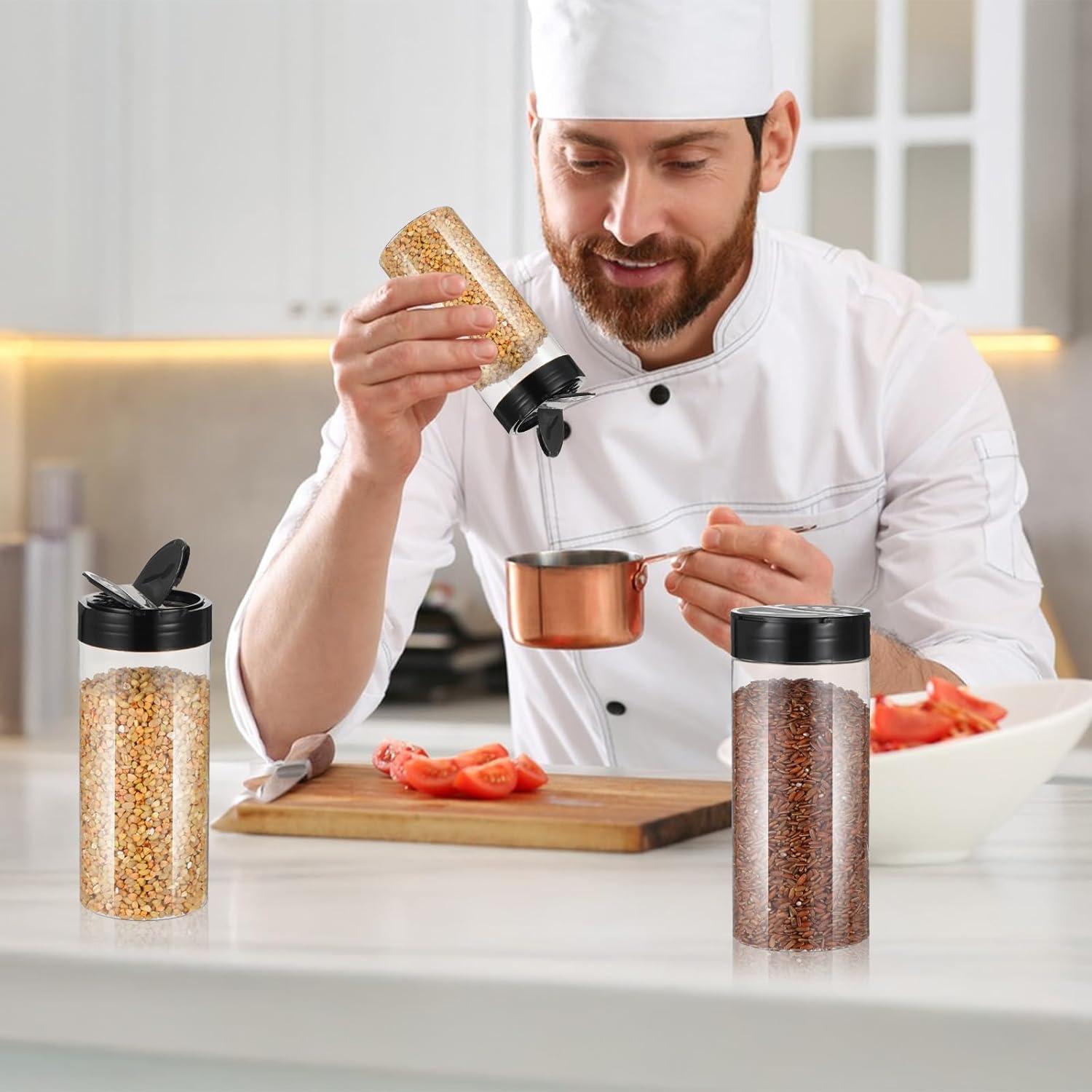 20 Tarros de Plástico para Especias 16 Oz Pafeooui - Reutilizables