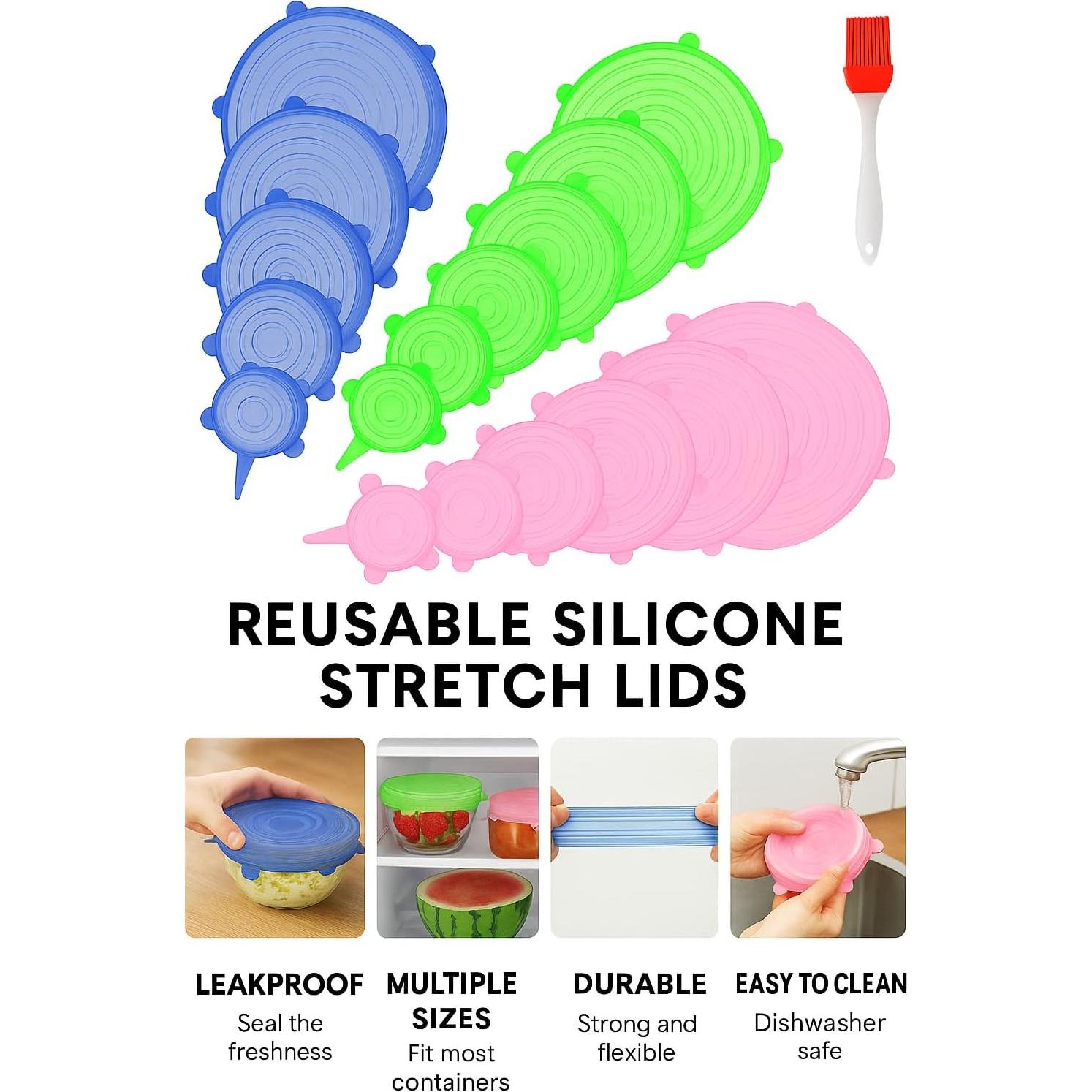 Tapas de Silicona Estirables Genérico - Paquete de 18, 6 Tamaños