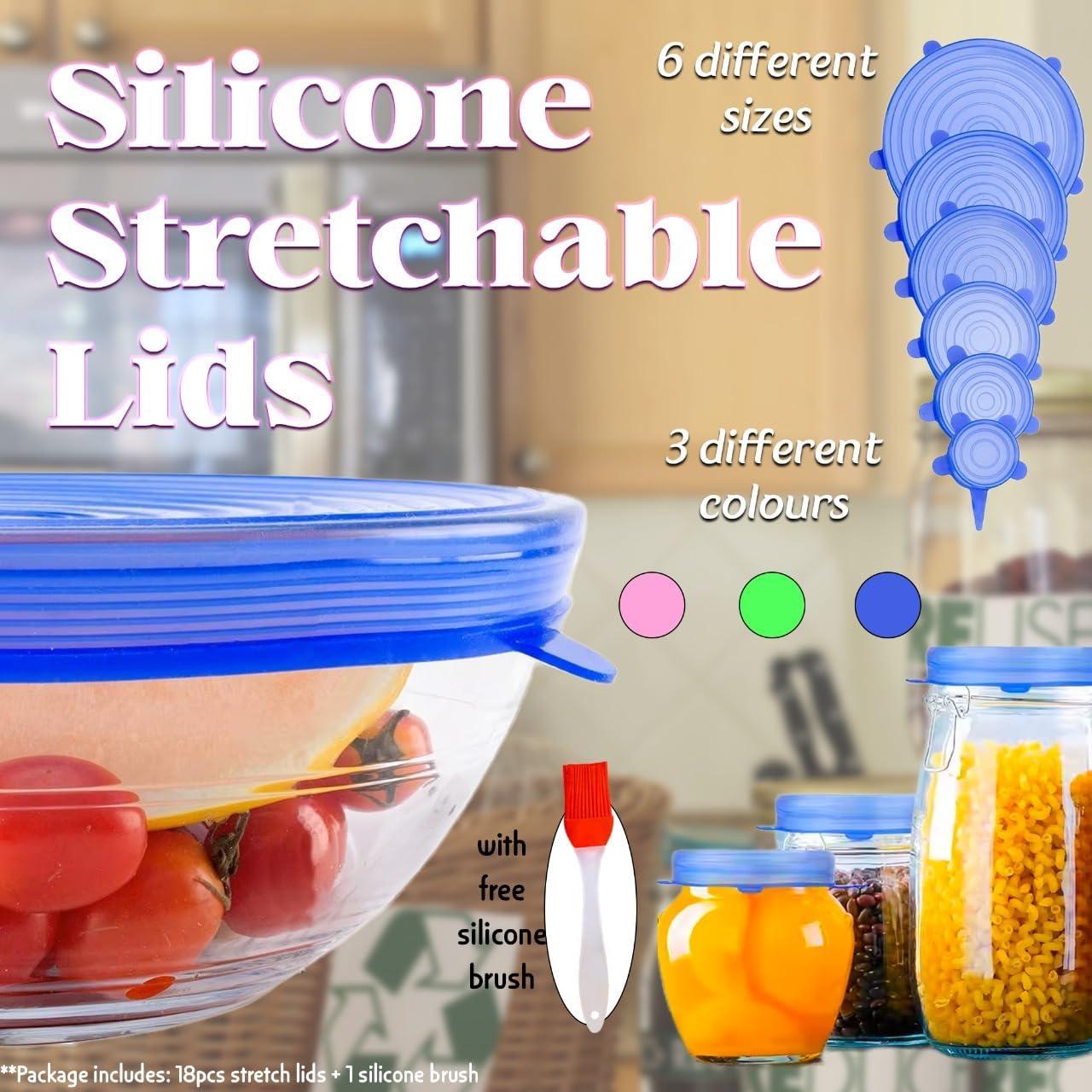 Tapas de Silicona Estirables Genérico - Paquete de 18, 6 Tamaños