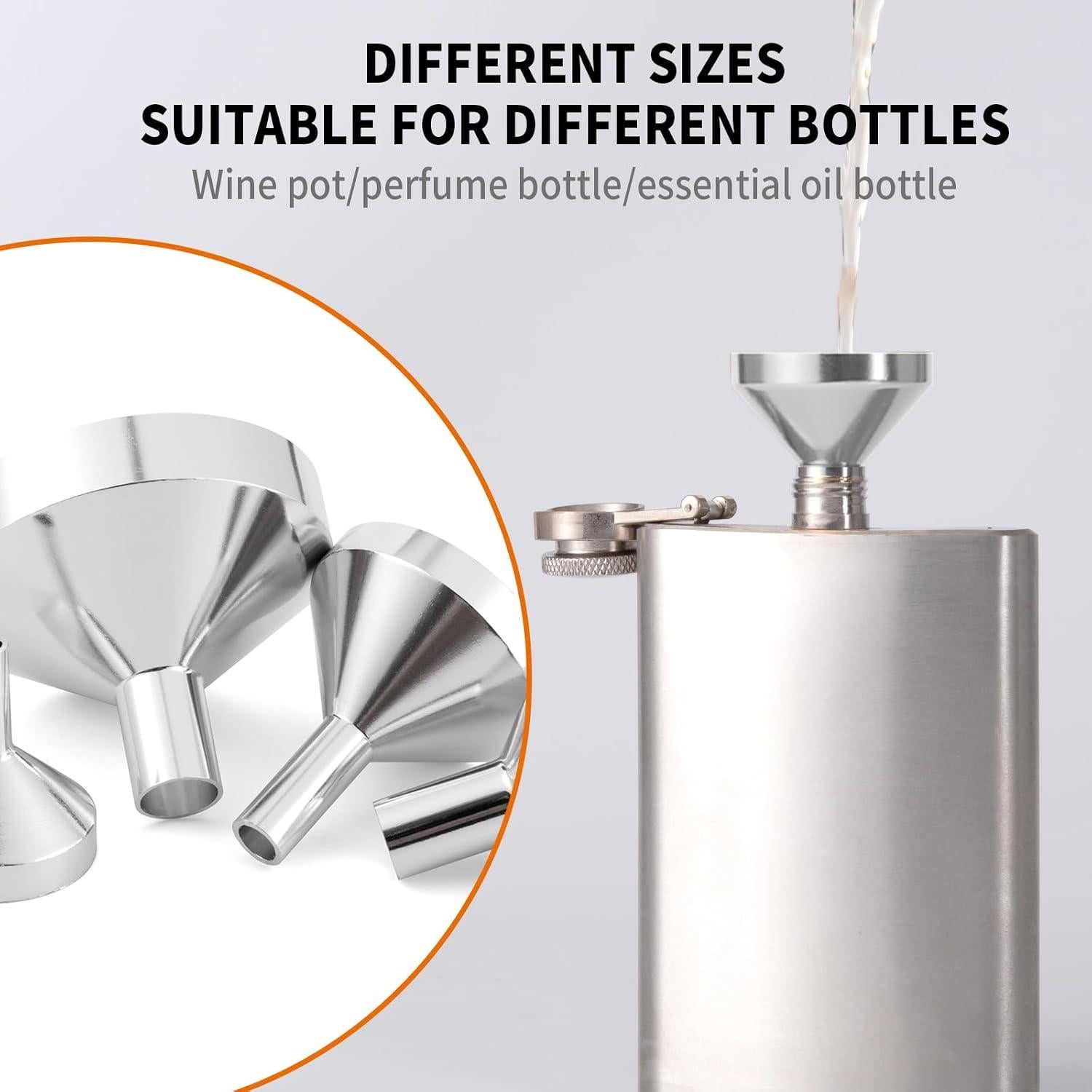 Embudos de Metal Mini 8 Tamaños para Botellas y Frascos