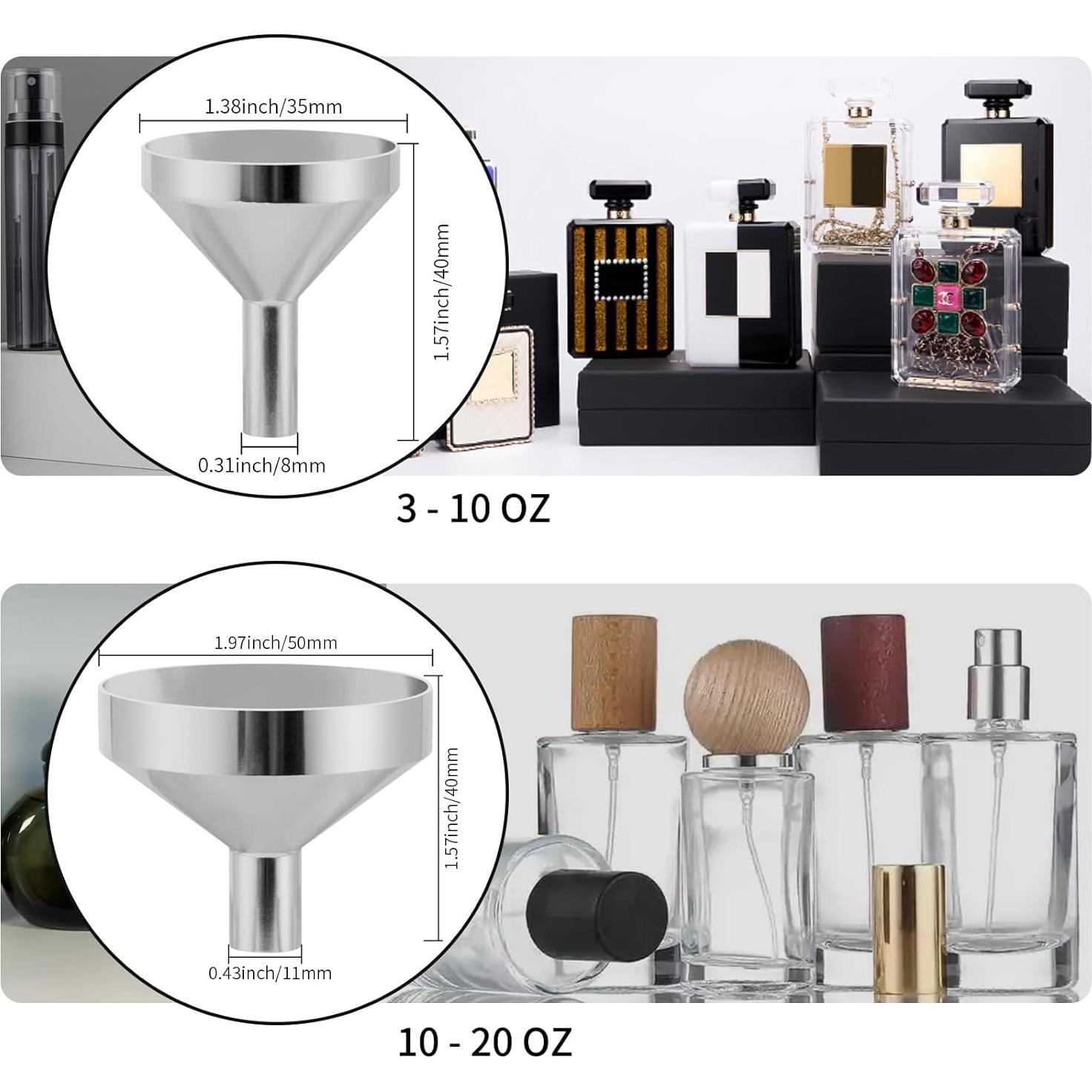 Embudos de Metal Mini 8 Tamaños para Botellas y Frascos