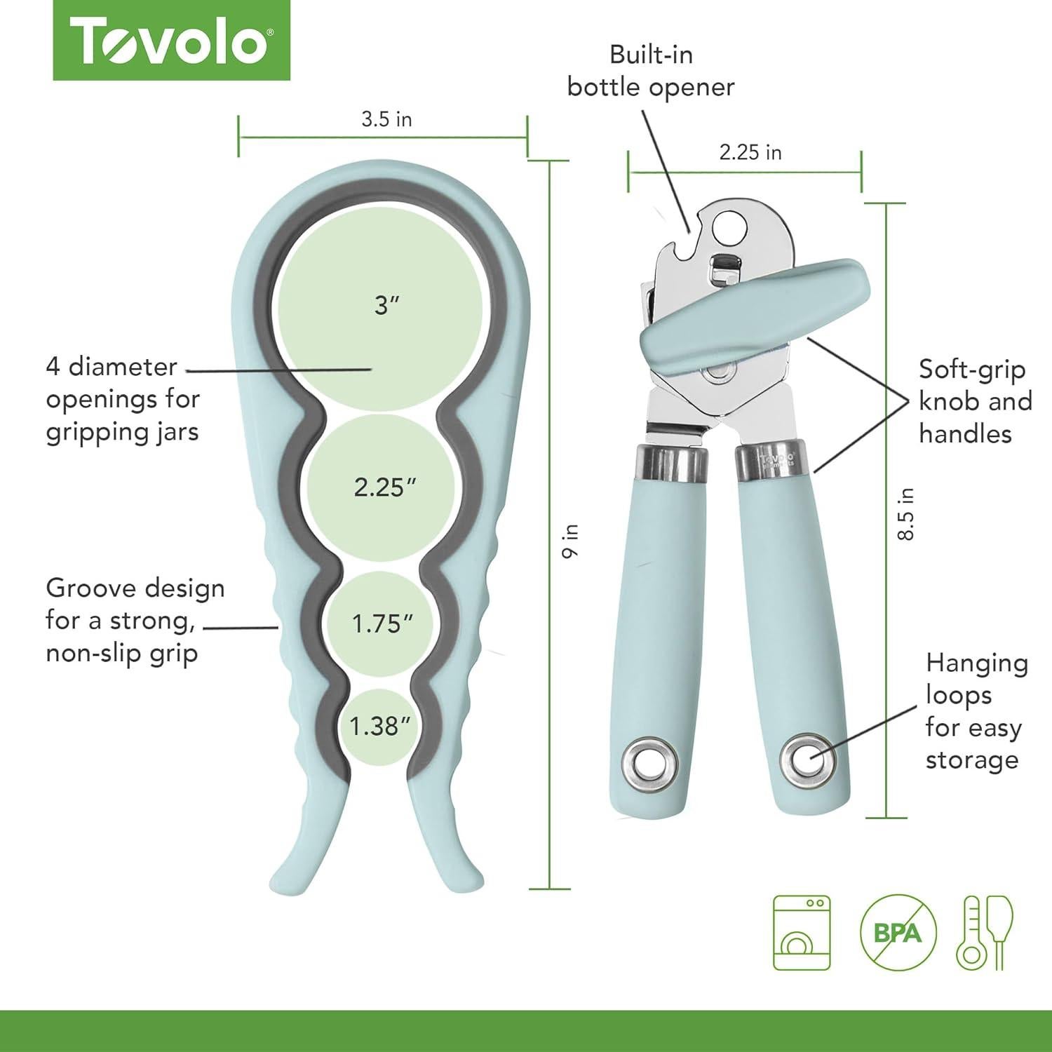 Juego de Abridores Manuales Tovolo - Latas y Tarros, Niebla Azul