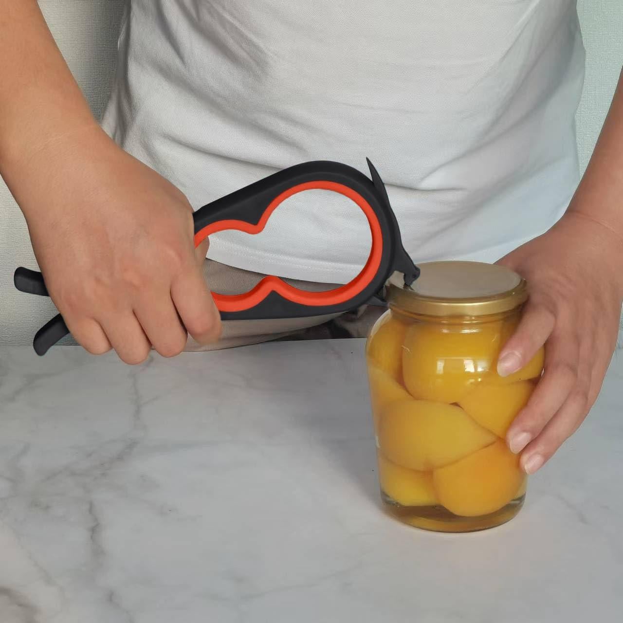 Abridor de Tarros Multifuncional Otstar 6 en 1 - Negro y Rojo