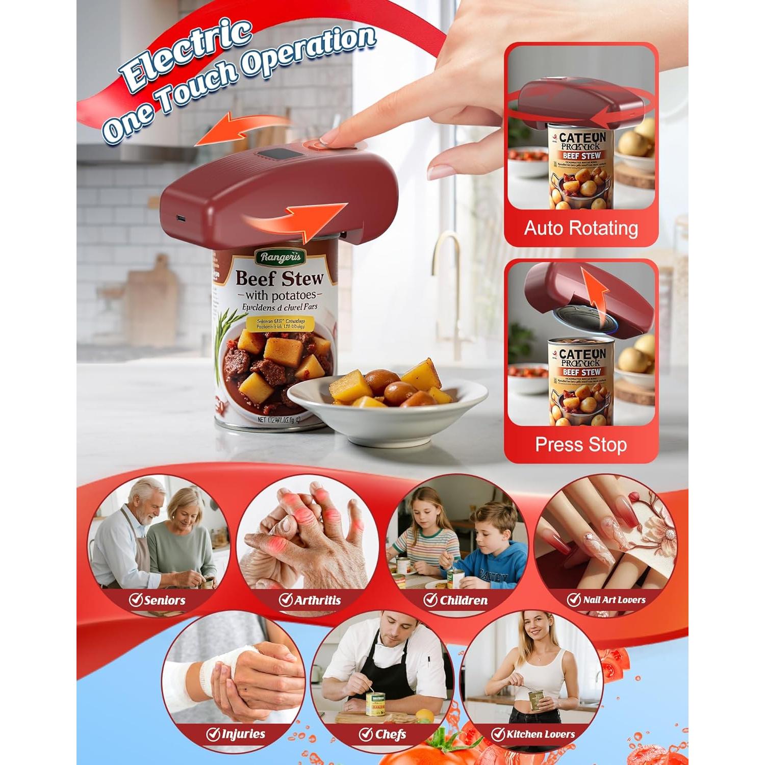 Abrelatas Eléctrico Automático HuiJuKeJi LED Recargable