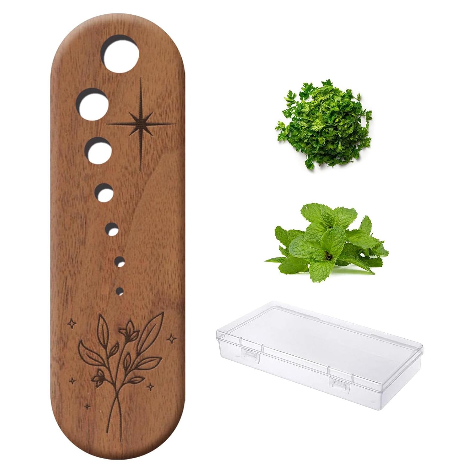 Deshojador de Hierbas de Madera de Nogal Negro 7 Agujeros