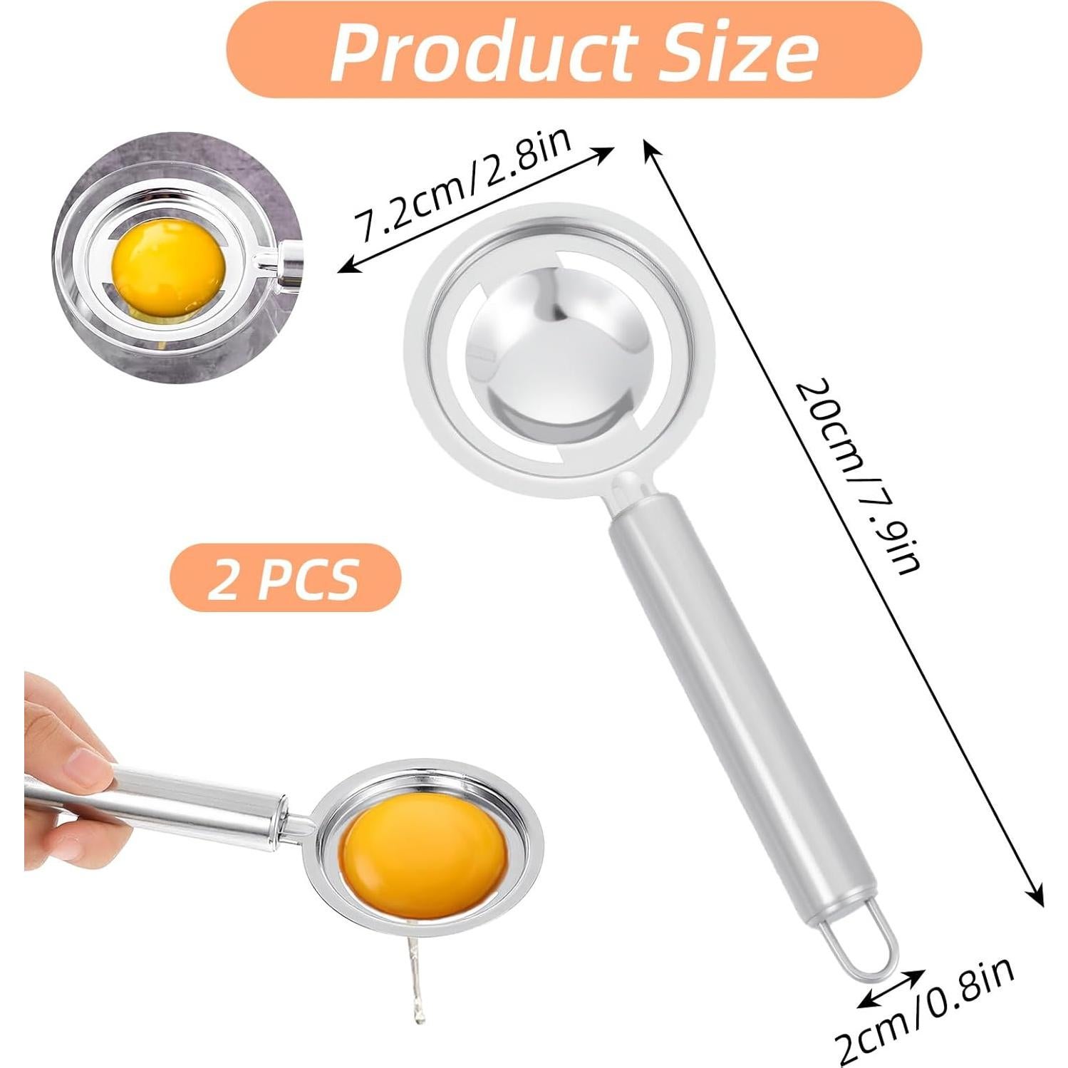 Separador de Yemas de Huevo Acero Inoxidable XLIUAX 2 Pcs