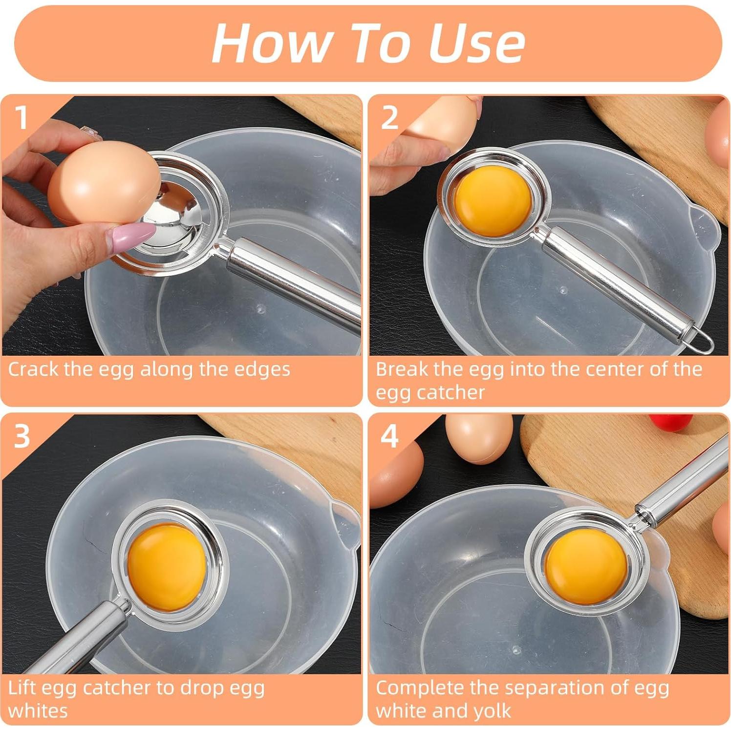 Separador de Yemas de Huevo Acero Inoxidable XLIUAX 2 Pcs