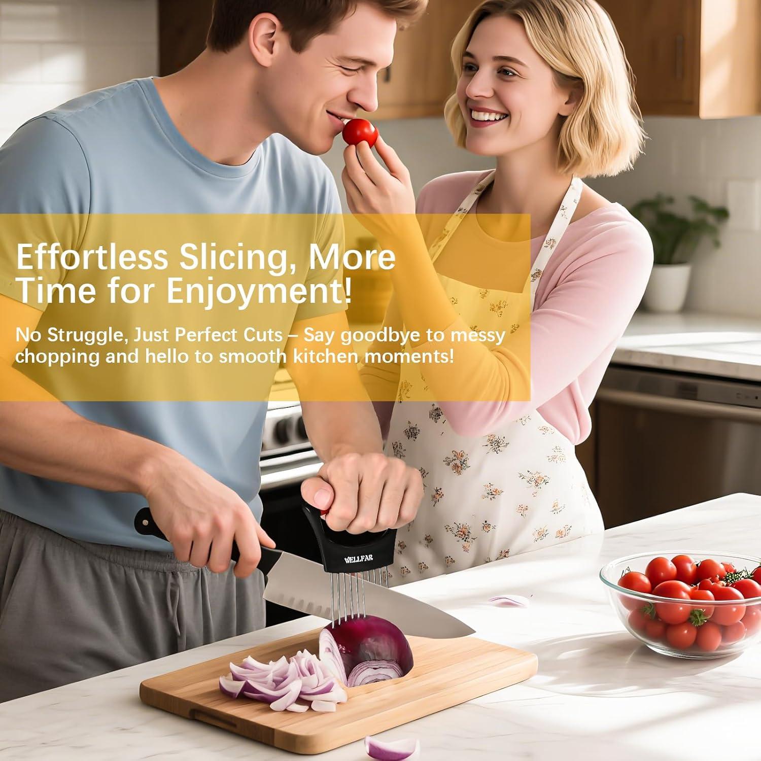 Soporte Cortador de Cebolla 2 Piezas WELLFAR Acero Inoxidable