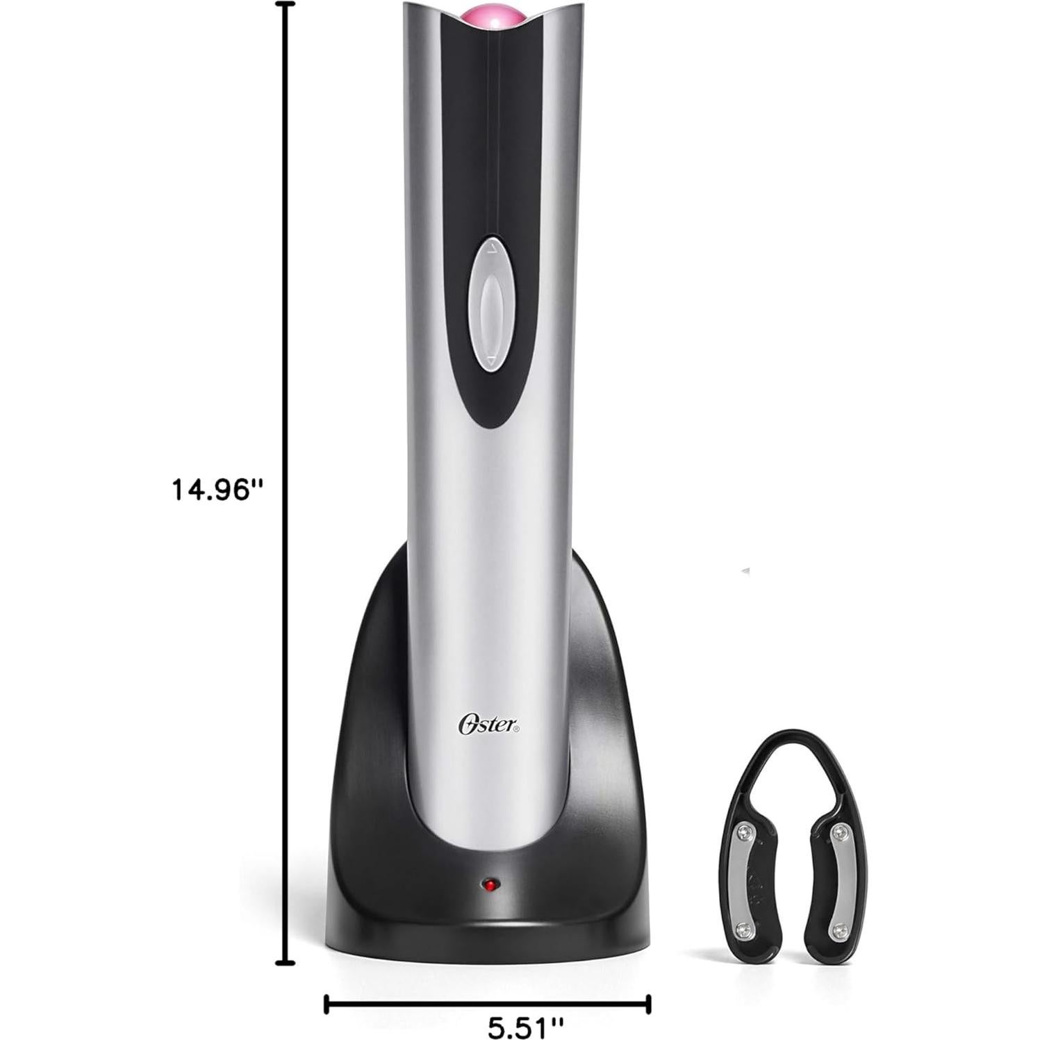 Abrebotellas de Vino Eléctrico Inalámbrico Oster Plata