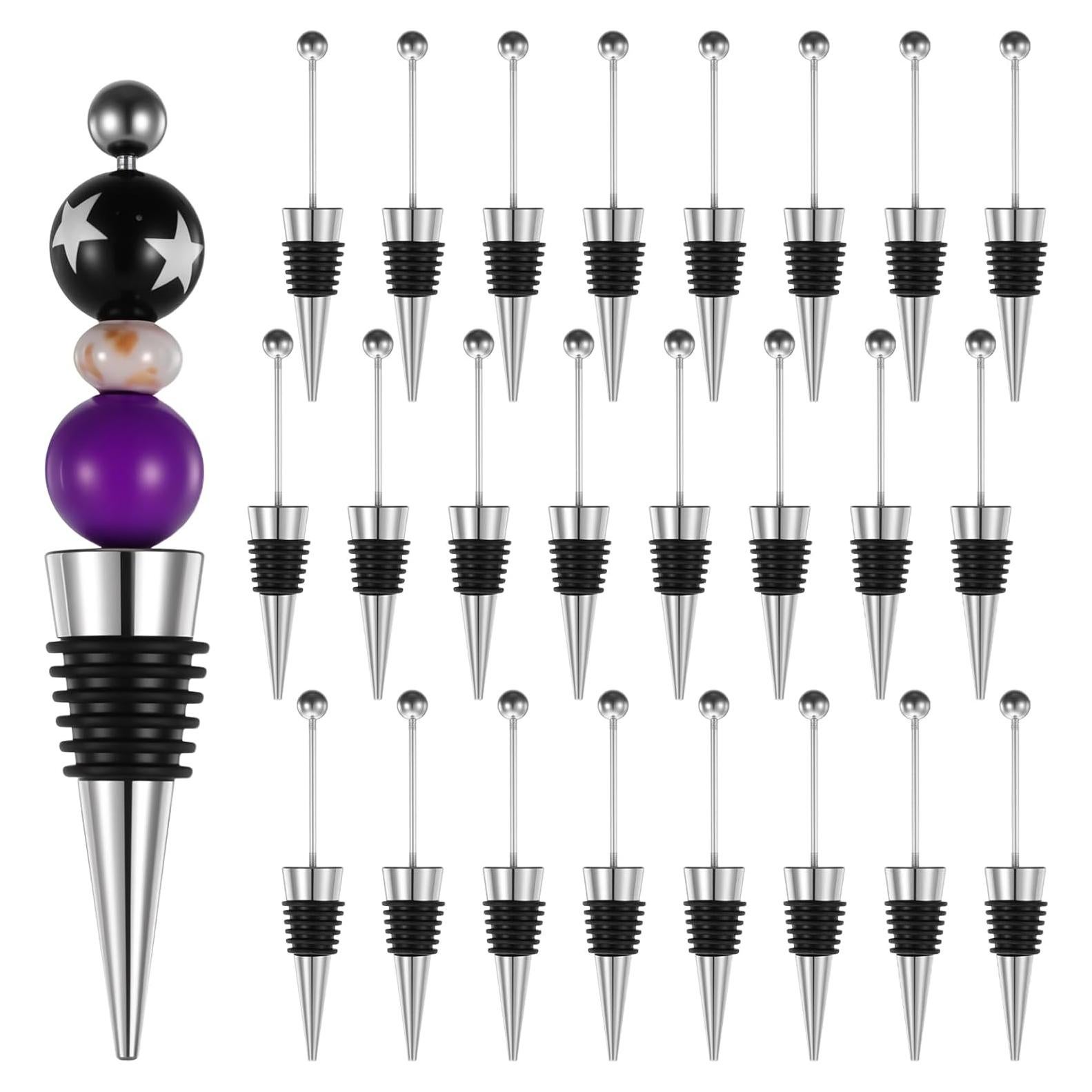 24 Tapones de Vino Reutilizables Lemecima con Perlas Decorativas