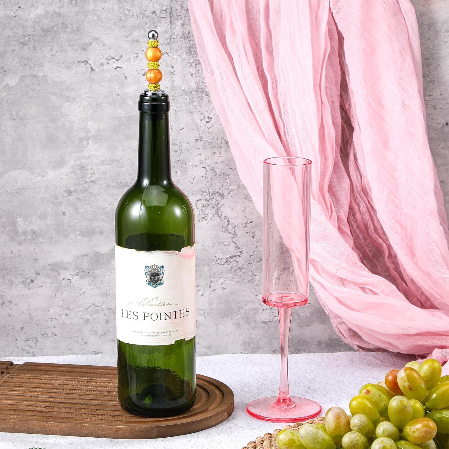 24 Tapones de Vino Reutilizables Lemecima con Perlas Decorativas