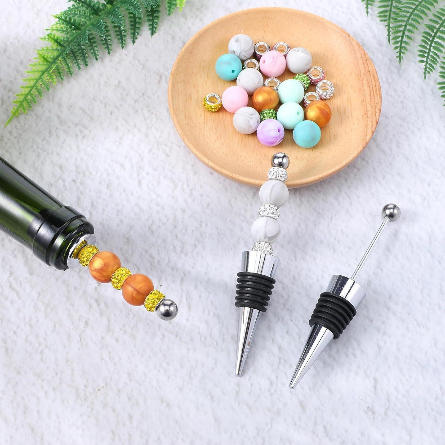 24 Tapones de Vino Reutilizables Lemecima con Perlas Decorativas