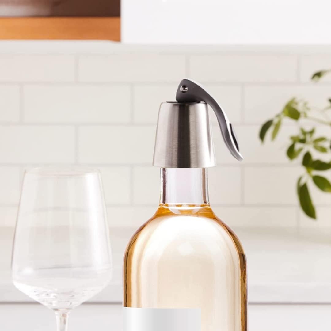 Juego de 2 Tapones de Vino OGGI Acero Inoxidable Hermético