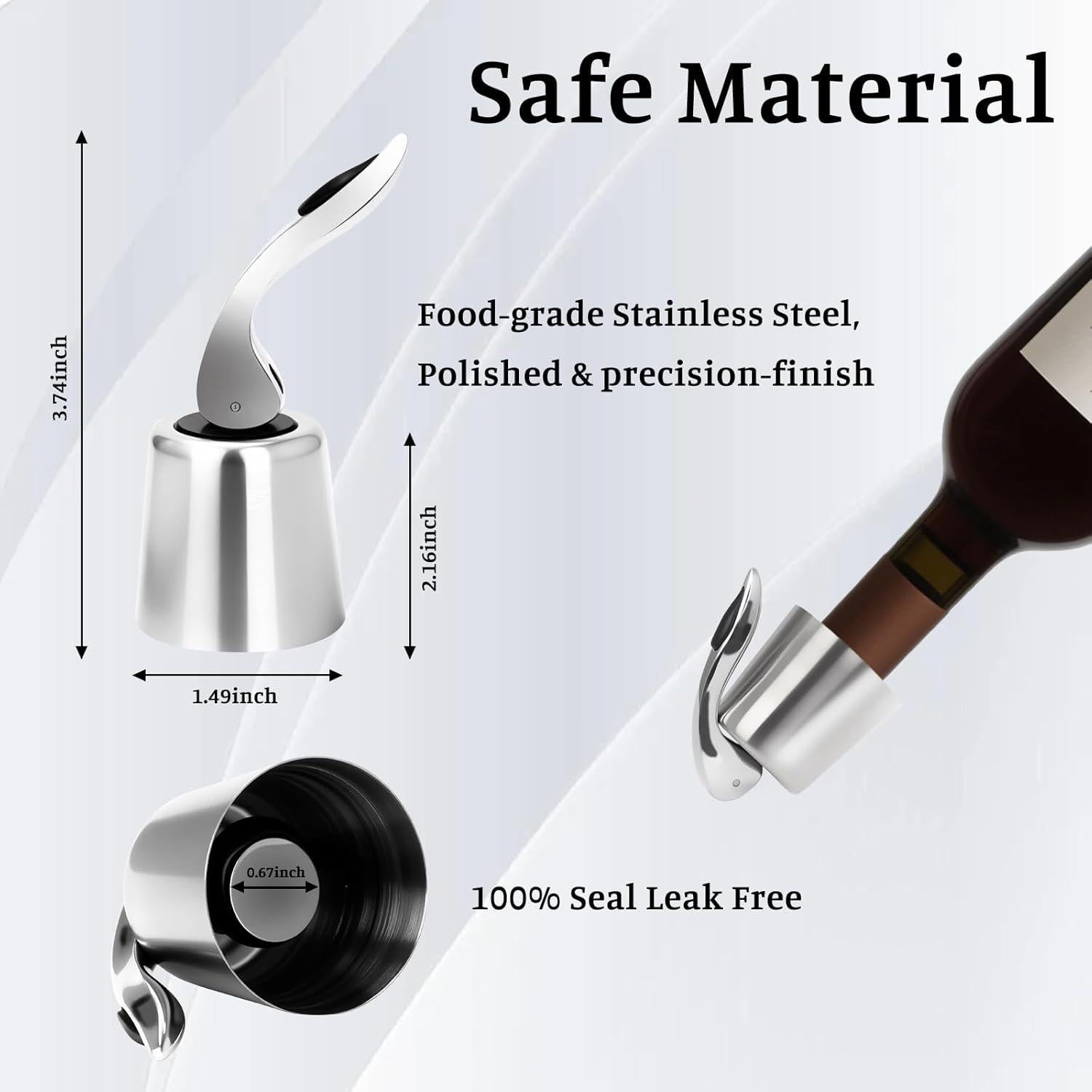 Juego de 2 Tapones de Vino LU CARTREF Acero Inoxidable