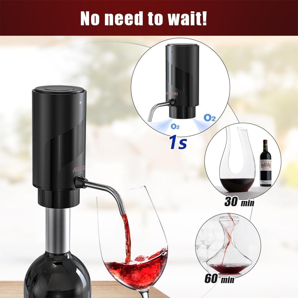 Aerador de Vino Eléctrico AIKARO Decantador Recargable 250ml