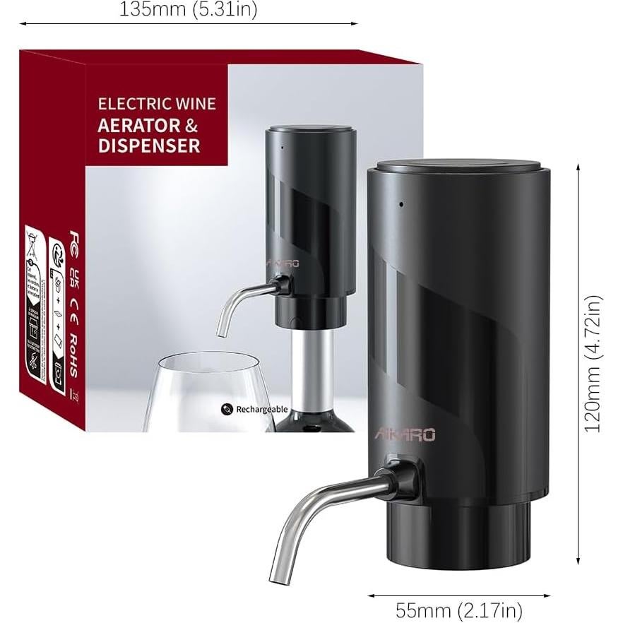 Aerador de Vino Eléctrico AIKARO Decantador Recargable 250ml