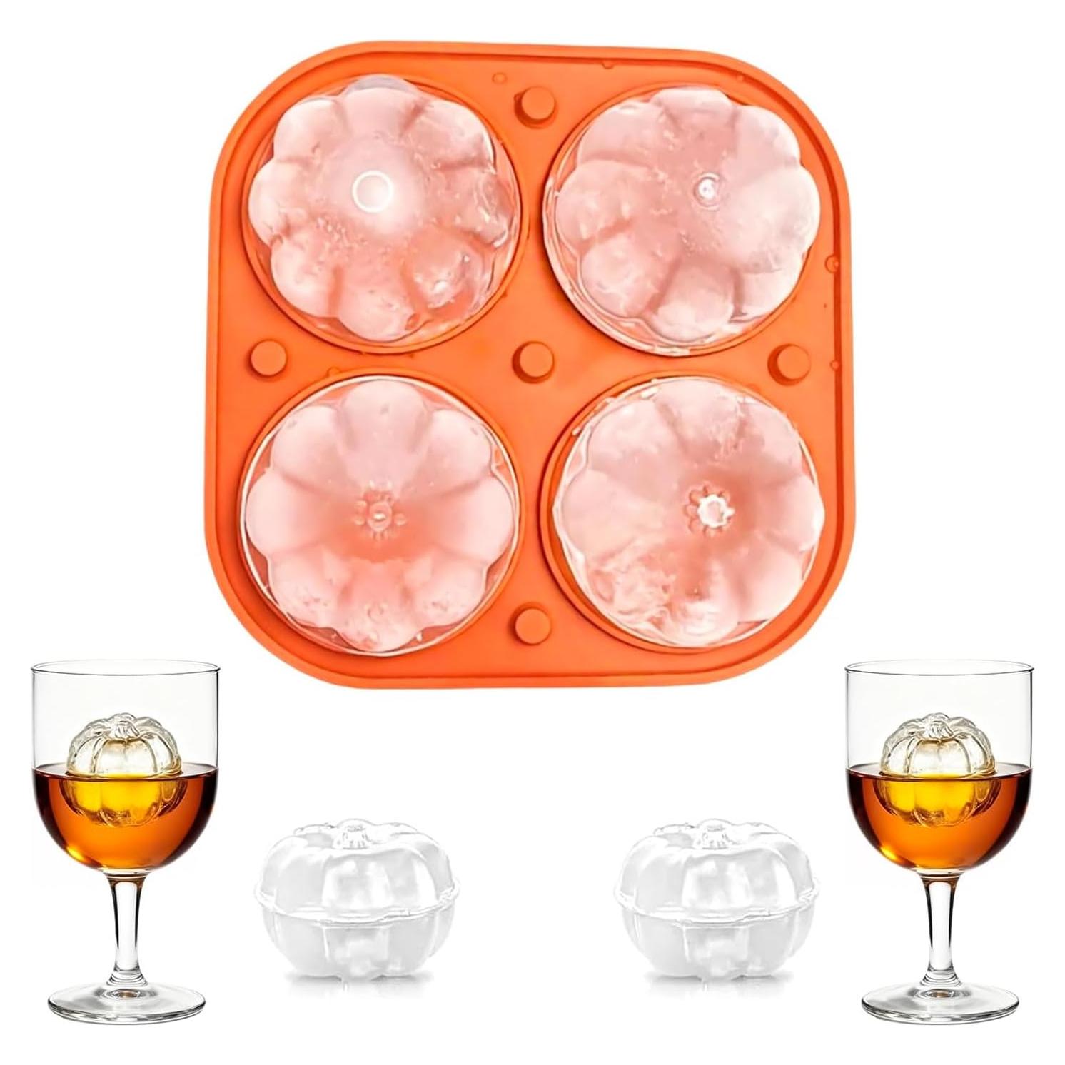 Molde de Hielo 3D Calabaza RIICFDD con Tapa Silicona 14x14cm