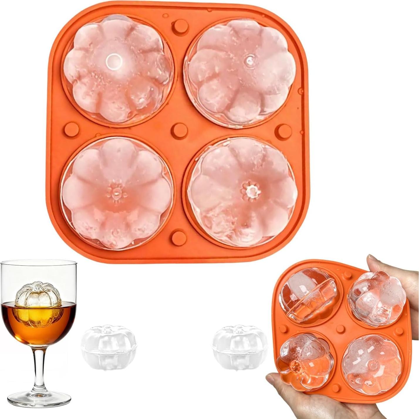 Molde de Hielo 3D Calabaza RIICFDD con Tapa Silicona 14x14cm