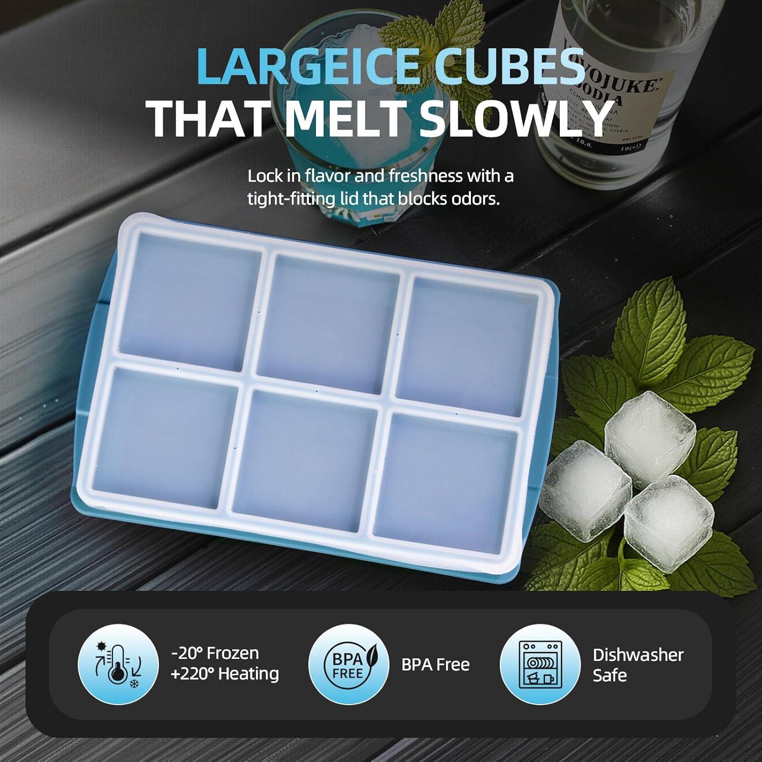 Bandejas de Hielo Grandes OAOZFWY - Silicona 2 Pulgadas 2 Piezas